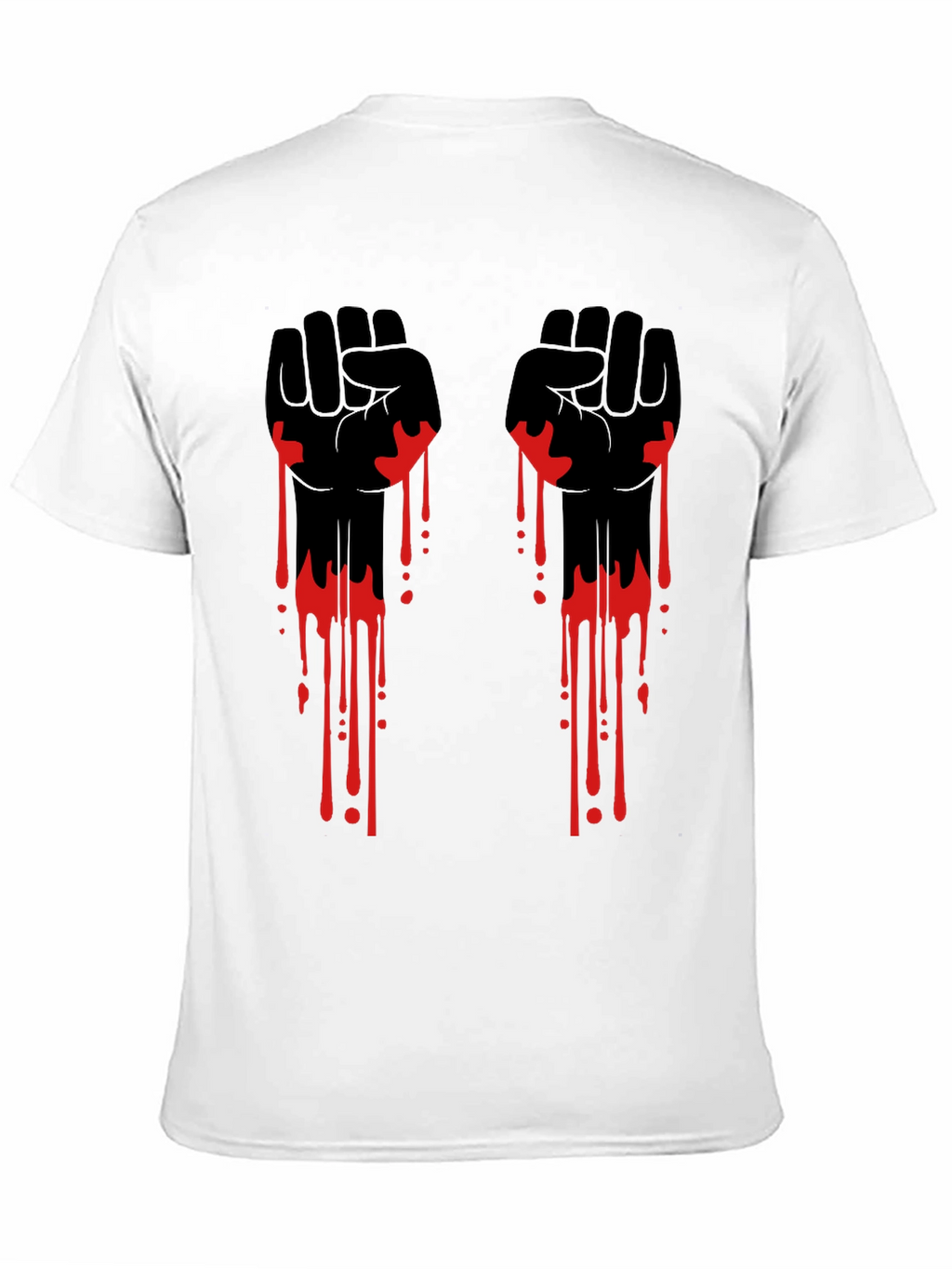 Graphic Black T-Shirt with Red Drip Fist Design