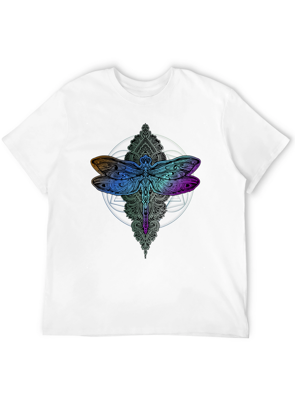 Dragonfly Mandala Graphic Tee - Black Cotton Comfort