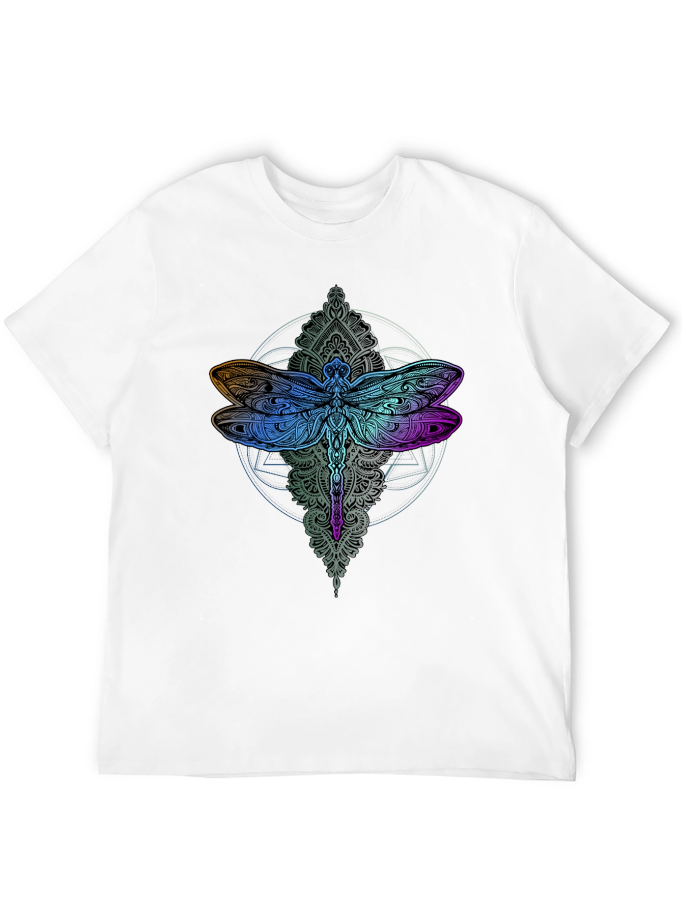 Dragonfly Mandala Graphic Tee - Black Cotton Comfort