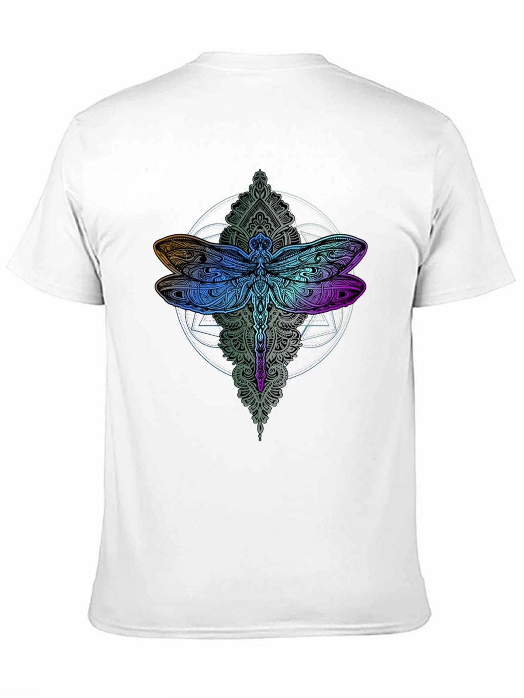 Dragonfly Mandala Graphic Tee - Black Cotton Comfort