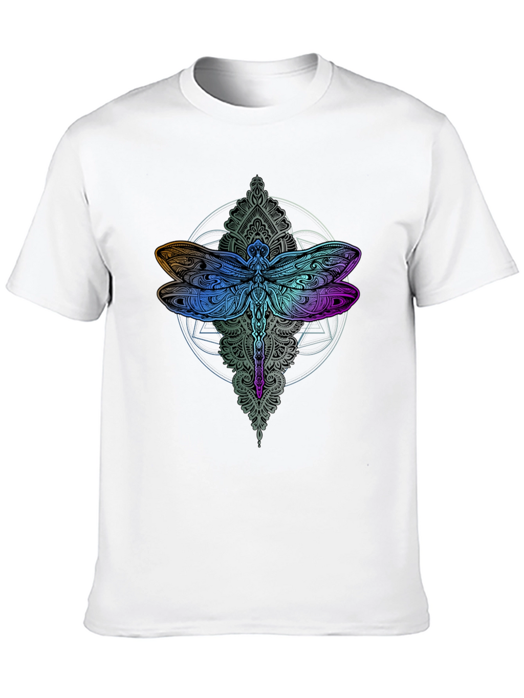 Dragonfly Mandala Graphic Tee - Black Cotton Comfort