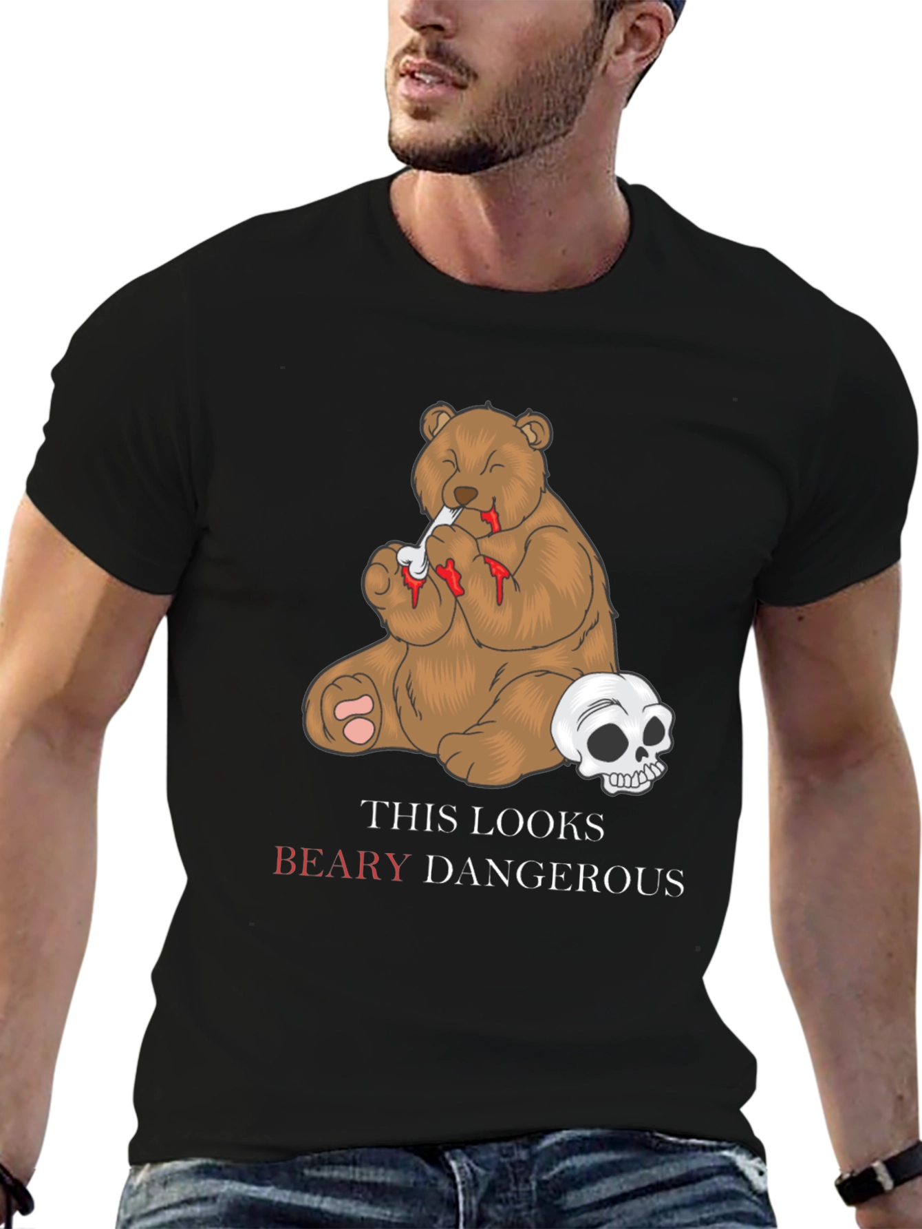 Beary Dangerous Graphic T-Shirt - Black