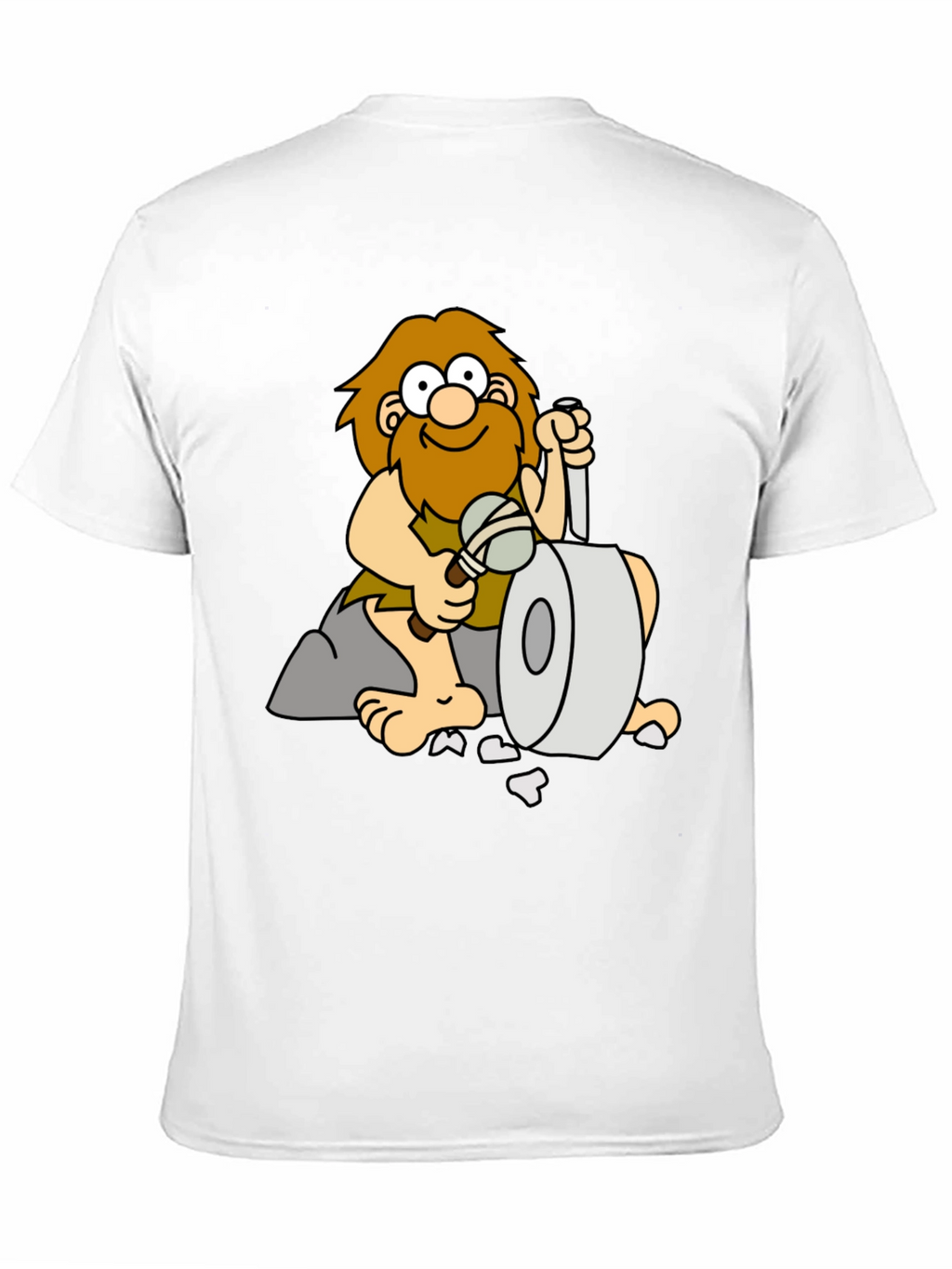Cartoon Caveman on Black T-Shirt