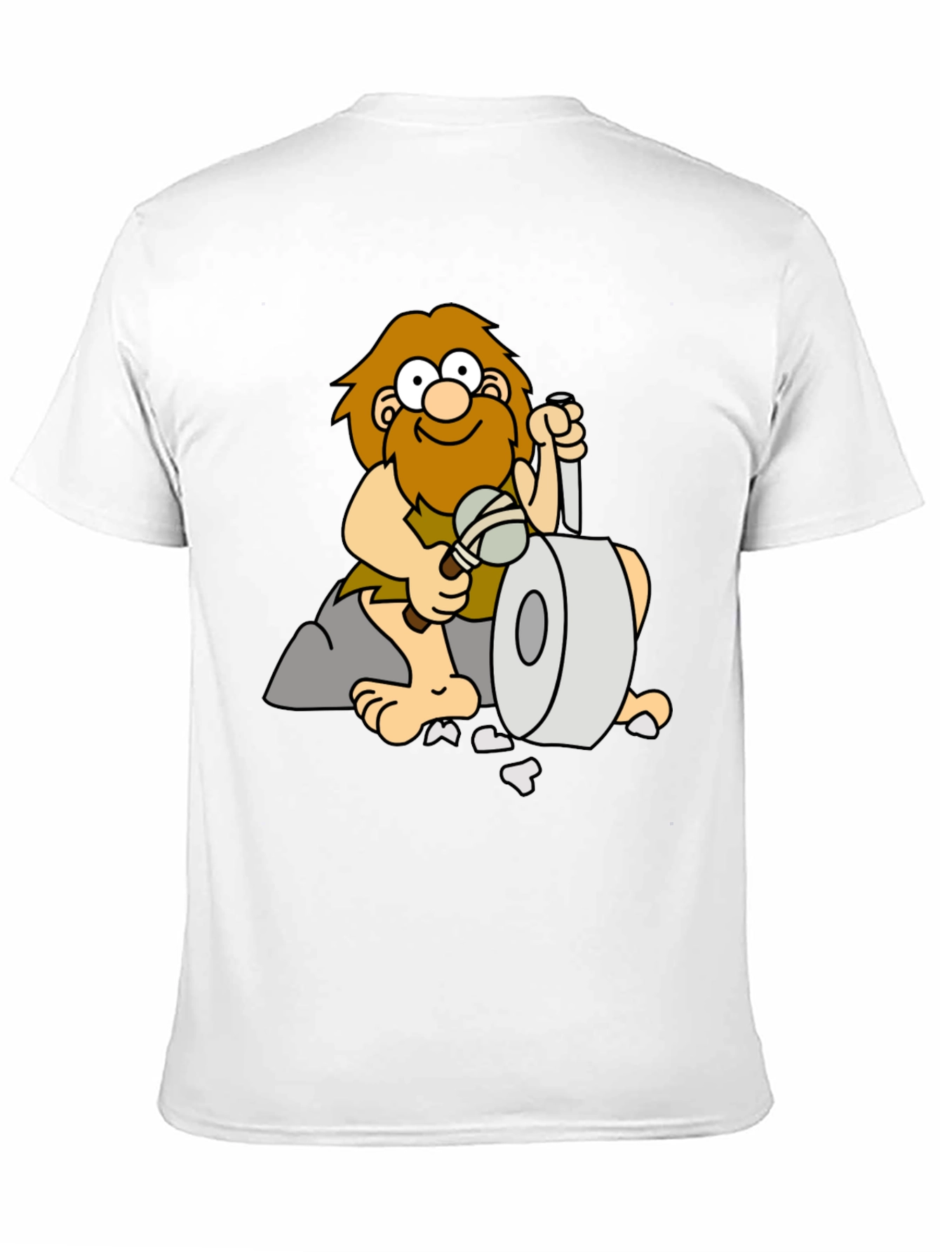 Cartoon Caveman on Black T-Shirt