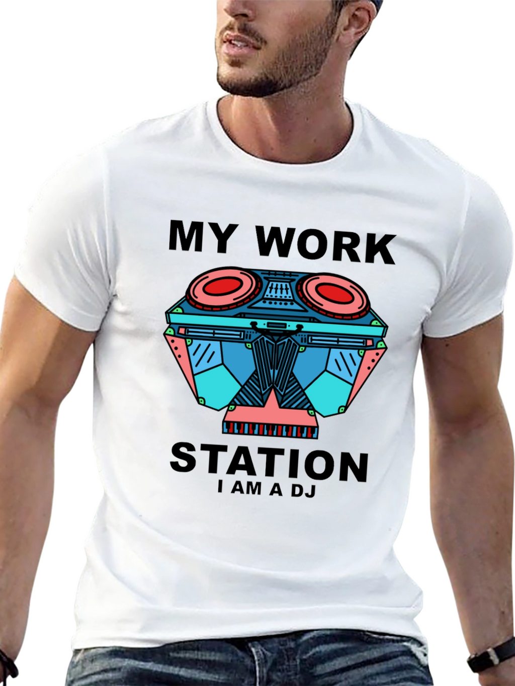 My Work Station DJ Black Graphic Tee