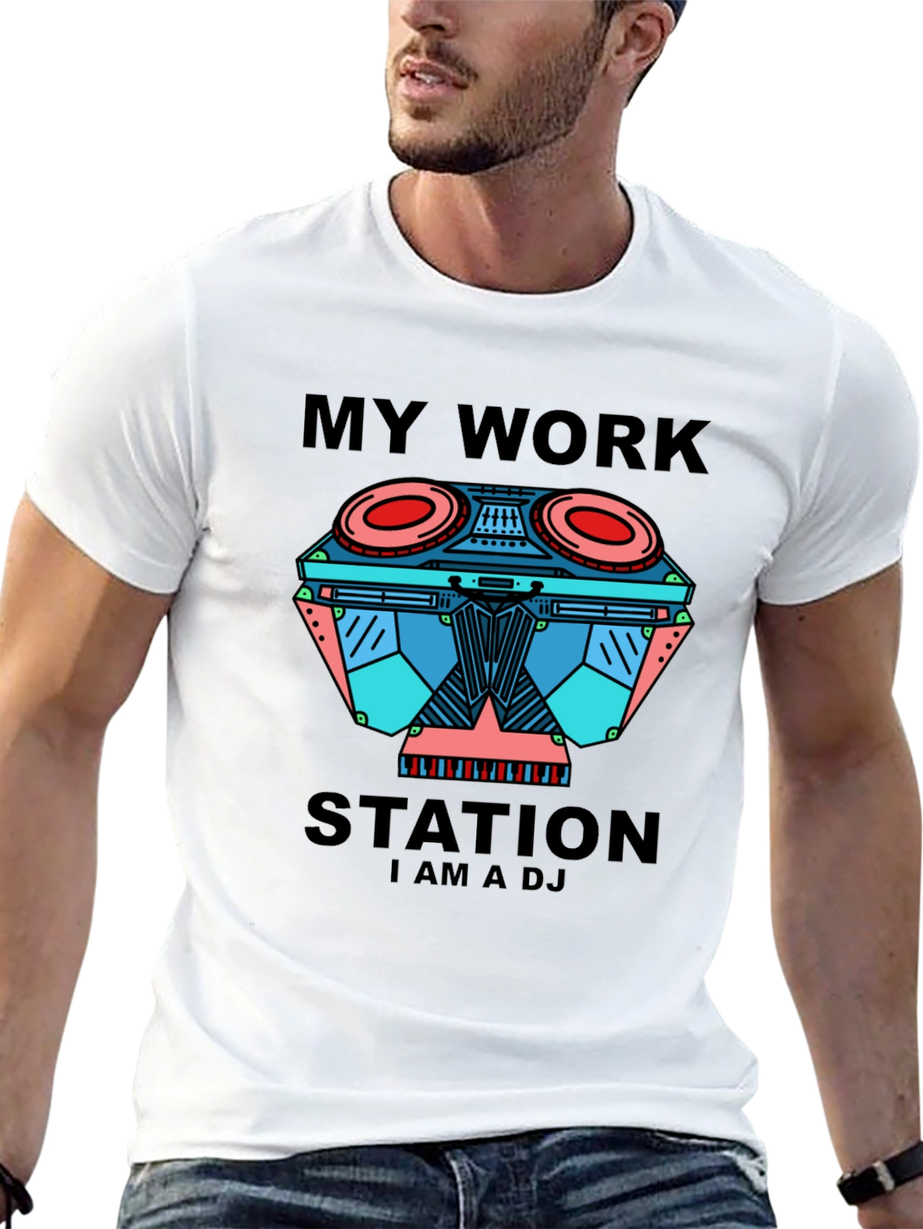 My Work Station DJ Black Graphic Tee