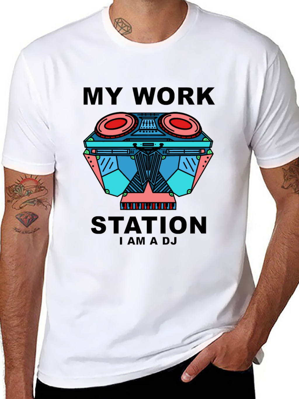 My Work Station DJ Black Graphic Tee