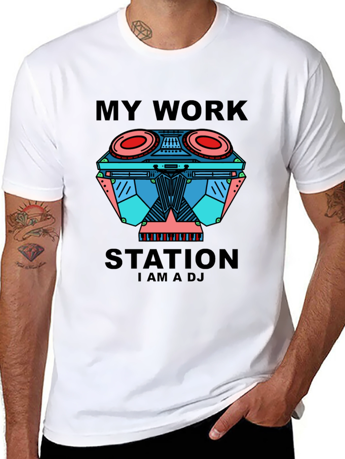 My Work Station DJ Black Graphic Tee