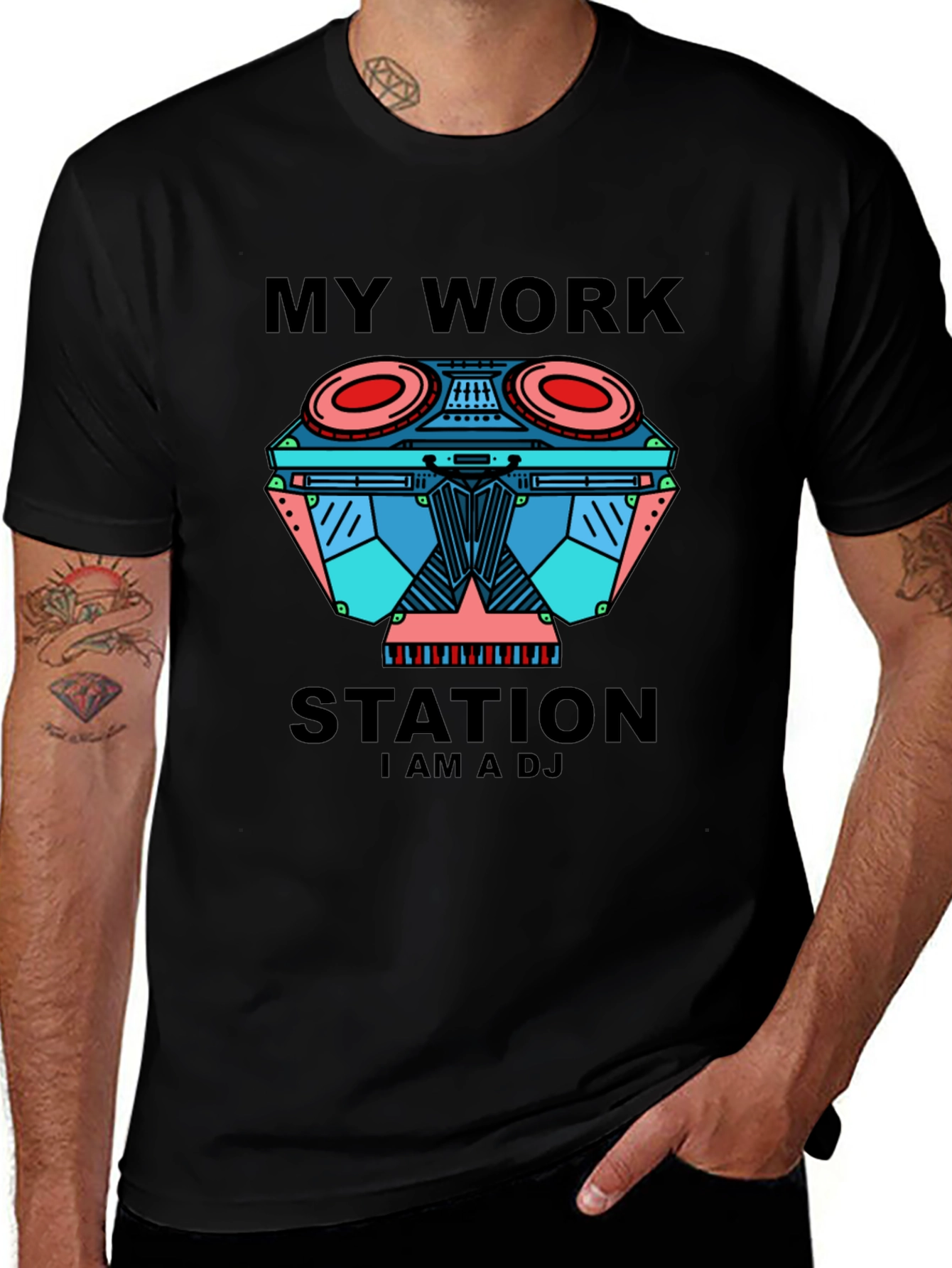 My Work Station DJ Black Graphic Tee