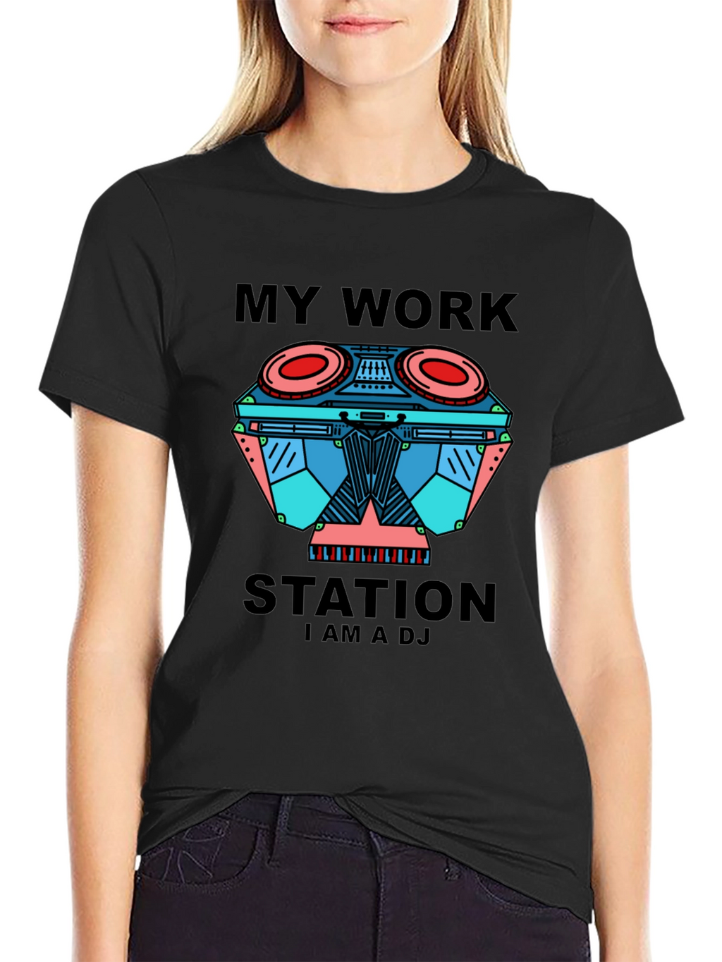My Work Station DJ Black Graphic Tee