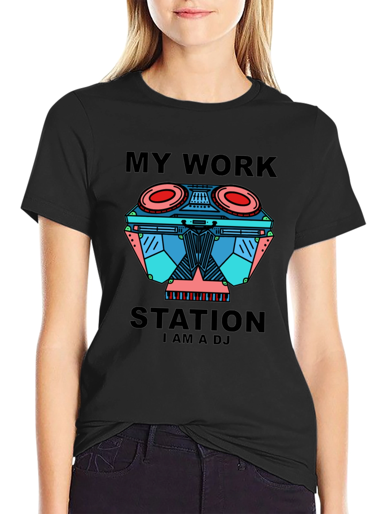 My Work Station DJ Black Graphic Tee