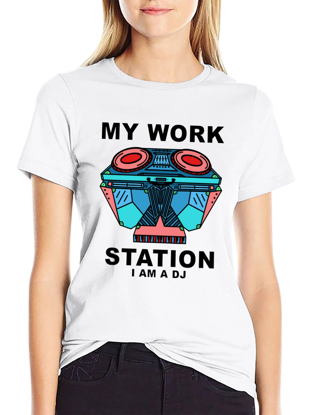 My Work Station DJ Black Graphic Tee