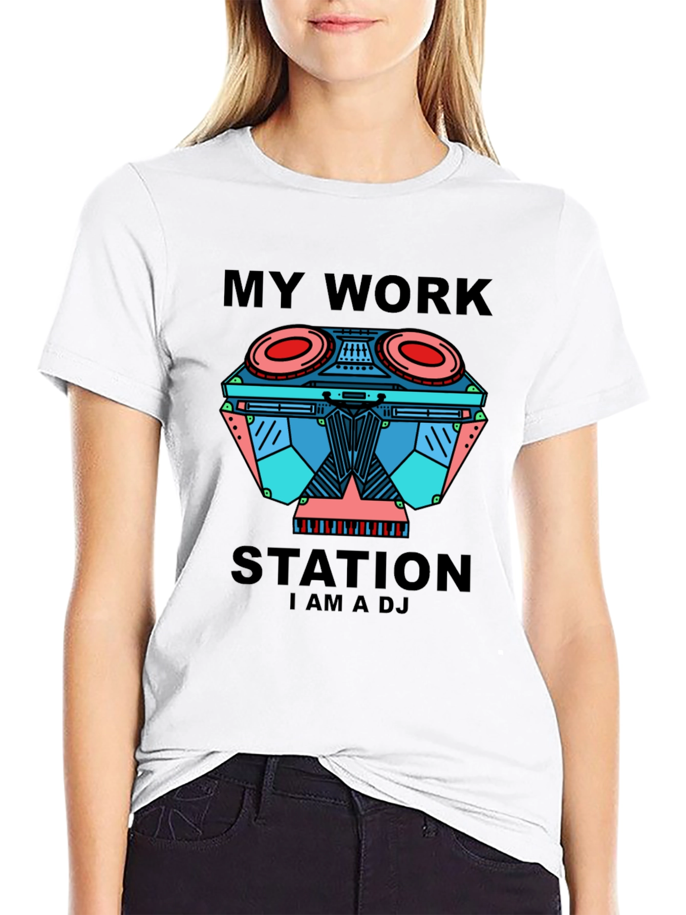 My Work Station DJ Black Graphic Tee