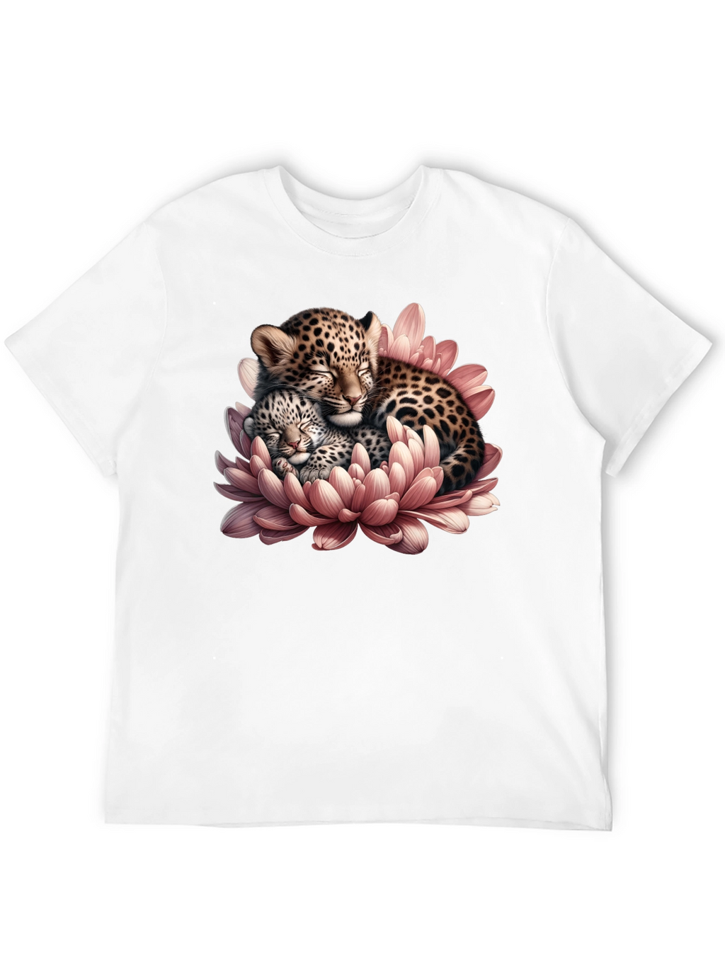 Leopard Cubs in Flower Graphic T-Shirt