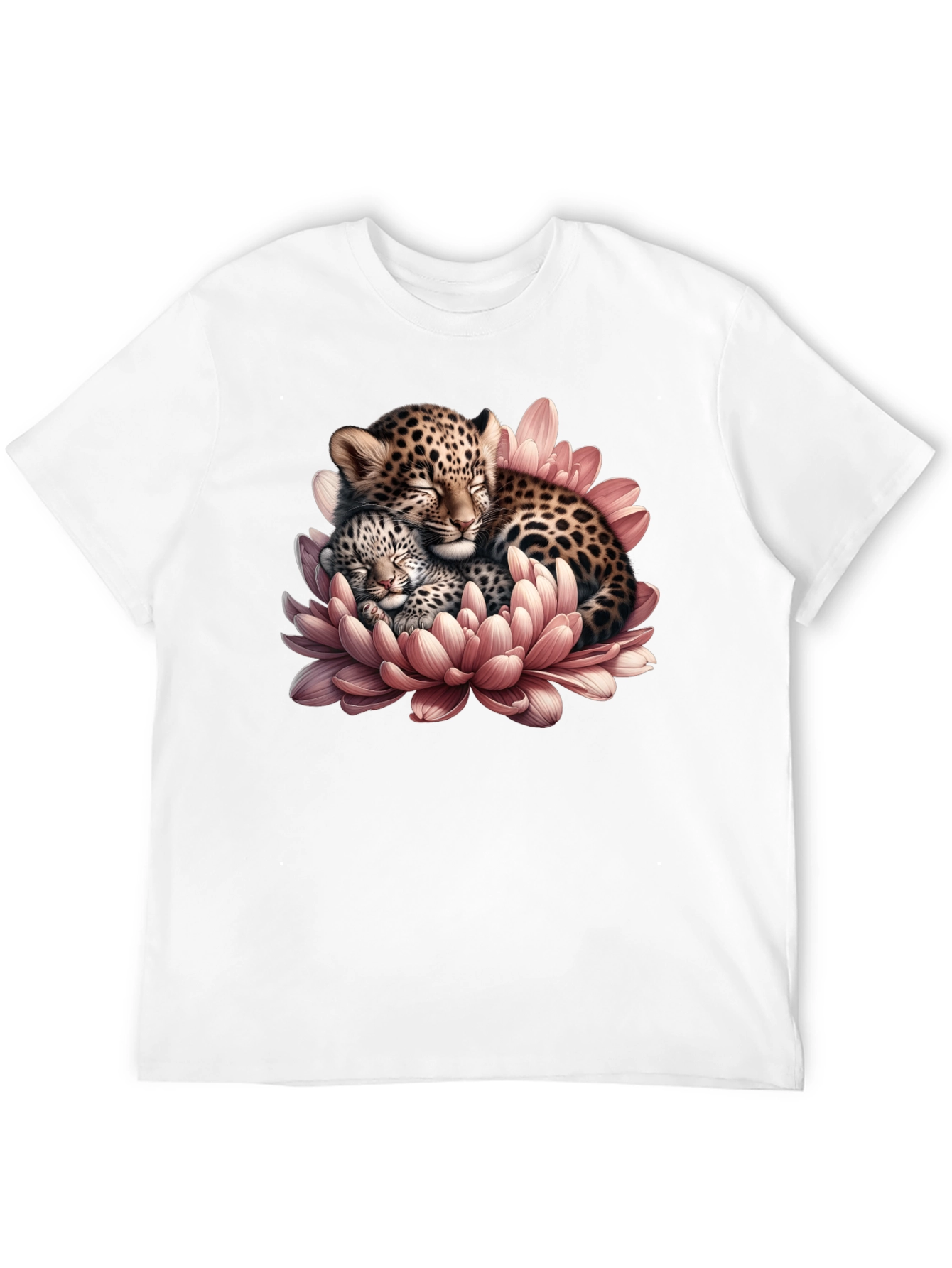 Leopard Cubs in Flower Graphic T-Shirt