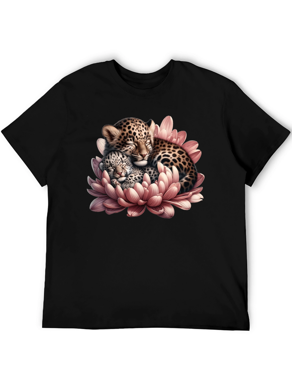 Leopard Cubs in Flower Graphic T-Shirt
