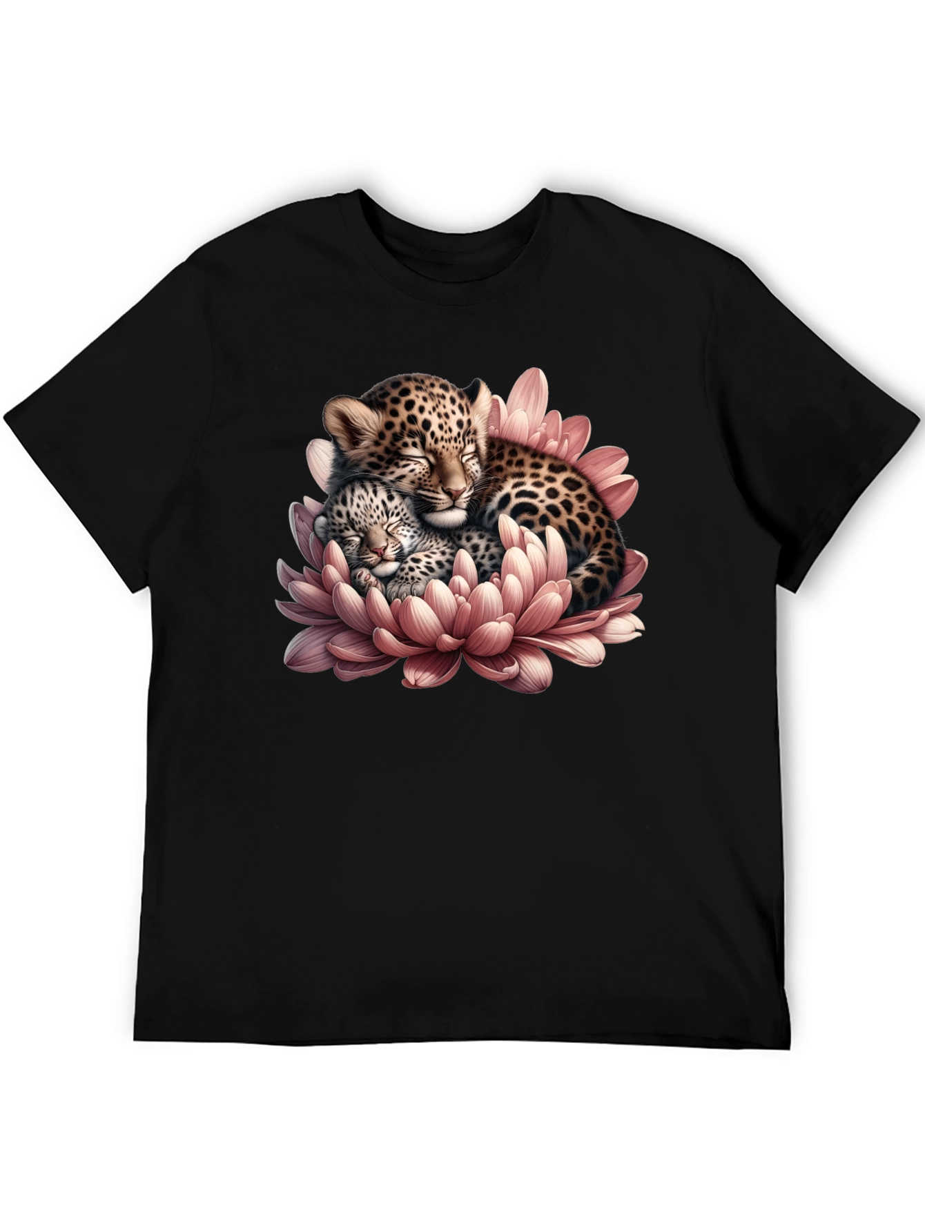 Leopard Cubs in Flower Graphic T-Shirt