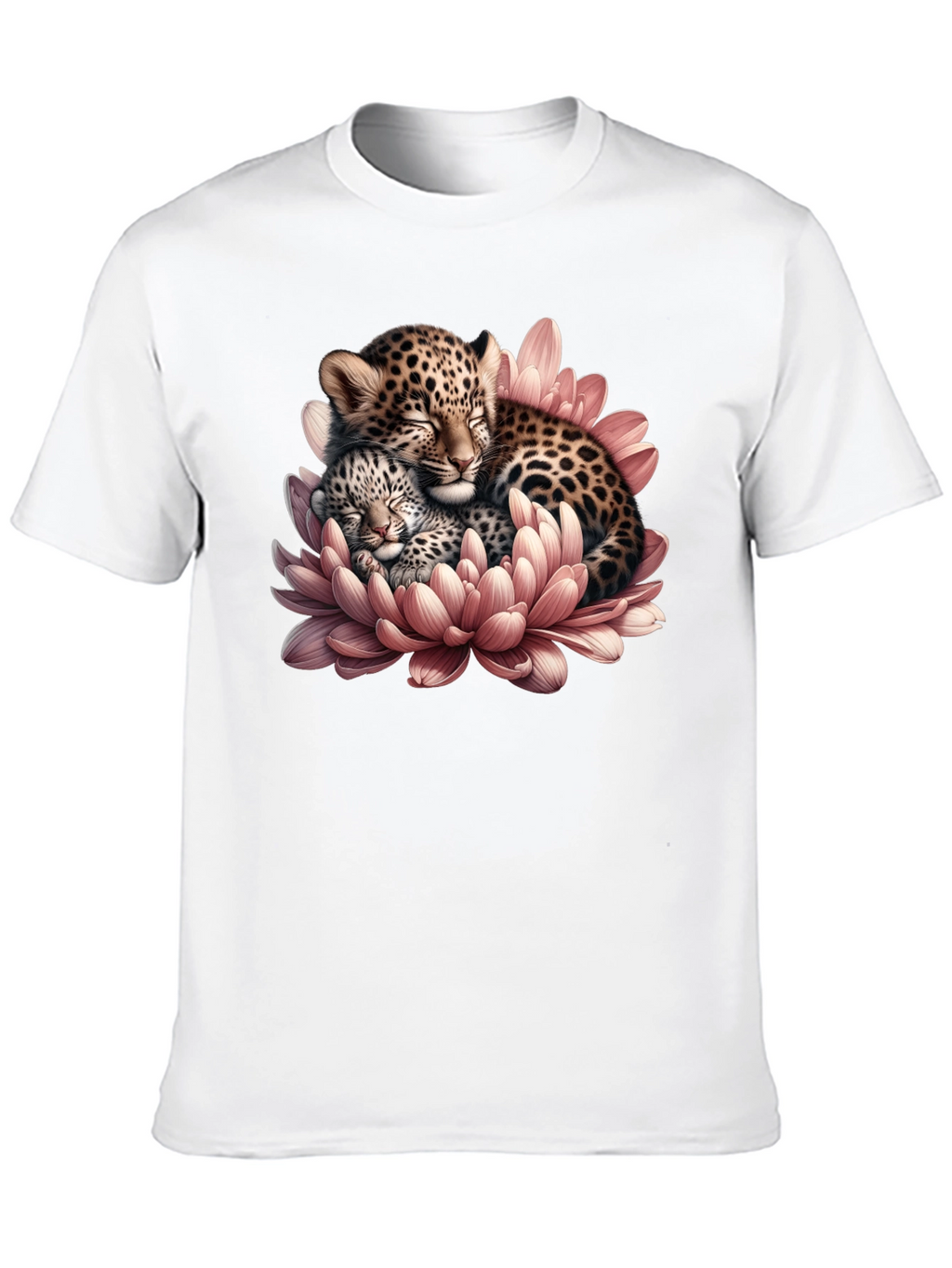 Leopard Cubs in Flower Graphic T-Shirt