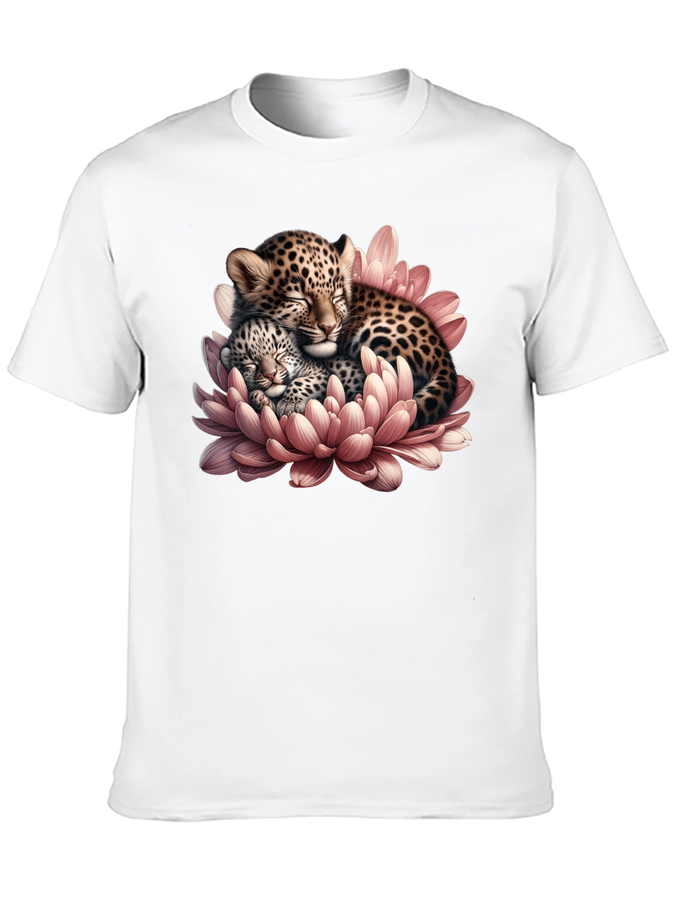Leopard Cubs in Flower Graphic T-Shirt