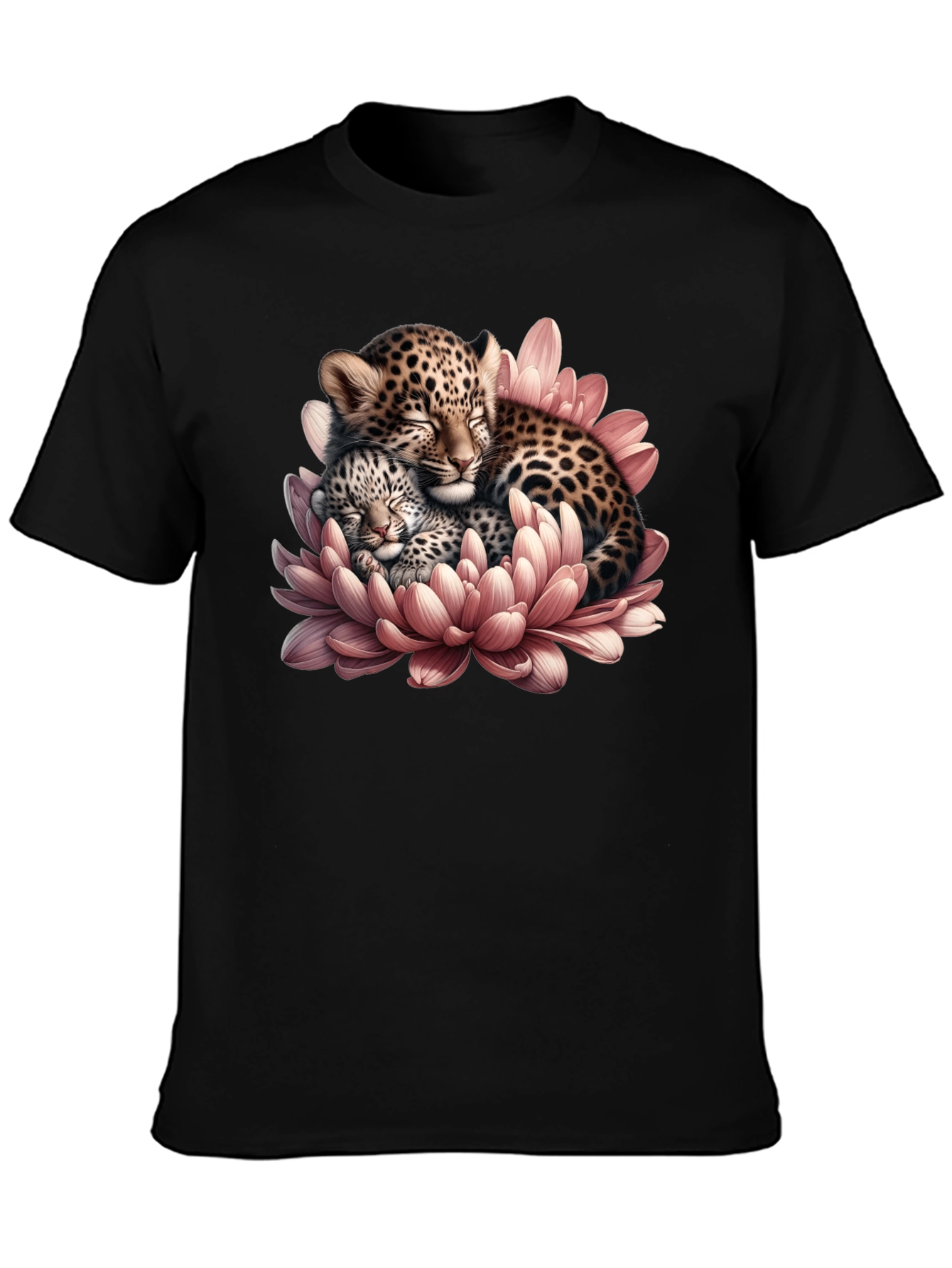 Leopard Cubs in Flower Graphic T-Shirt