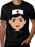 Nurse Cartoon Graphic Tee - Unisex Black T-Shirt