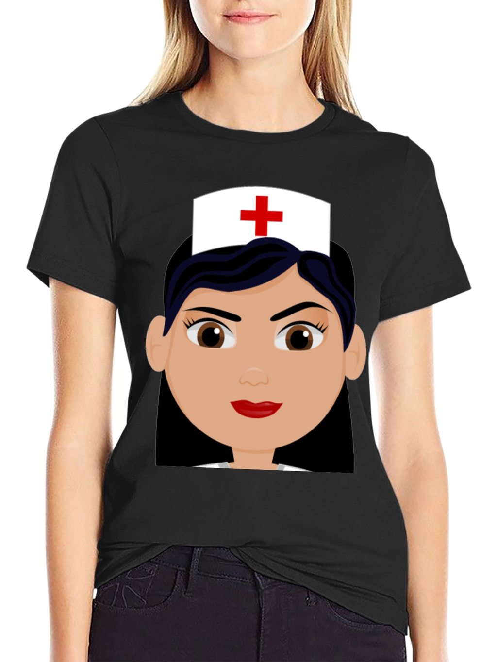 Nurse Cartoon Graphic Tee - Unisex Black T-Shirt
