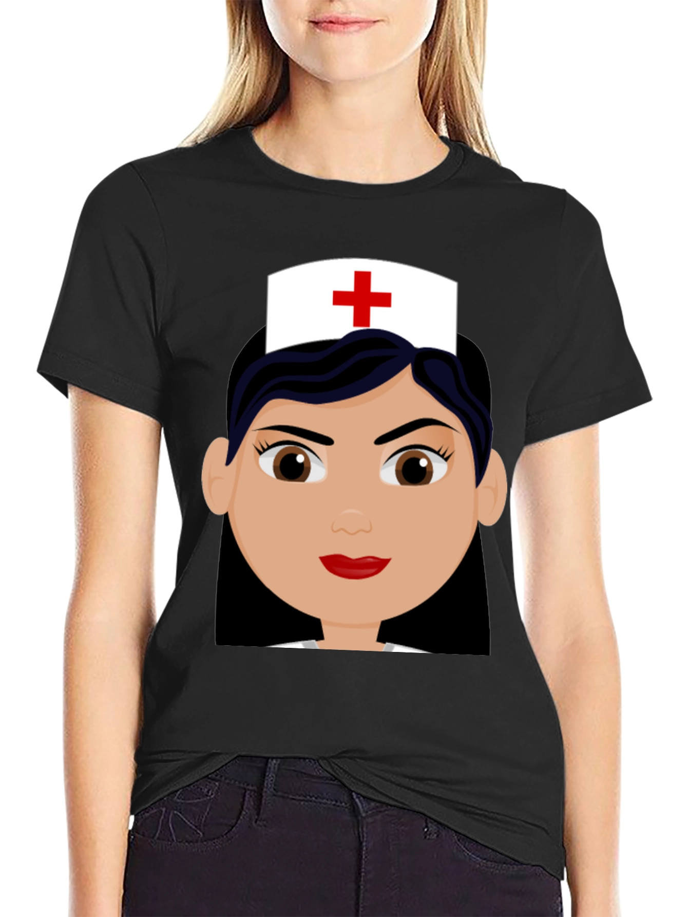 Nurse Cartoon Graphic Tee - Unisex Black T-Shirt
