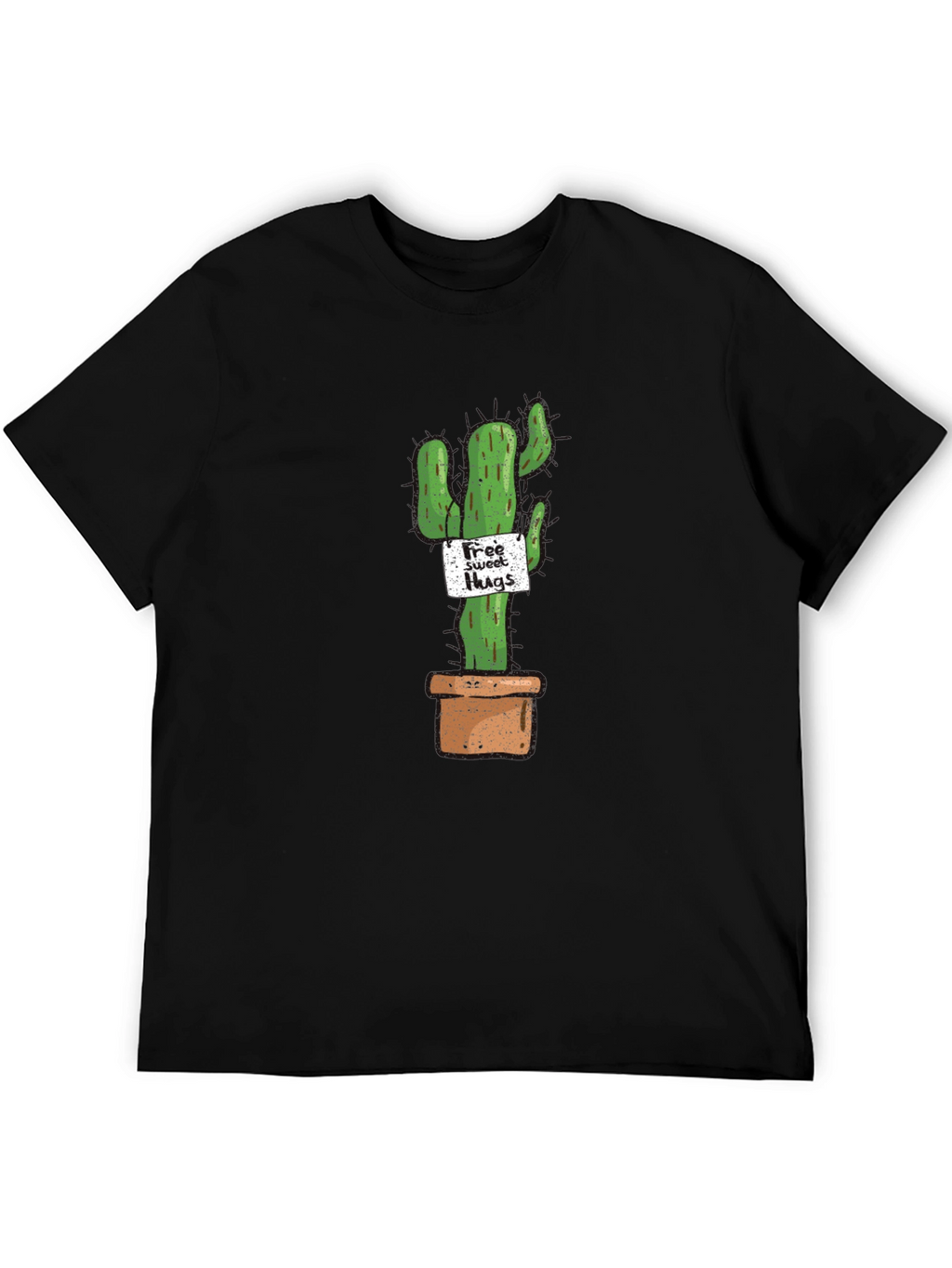 Cactus Free Sweet Hugs Graphic T-Shirt - Black