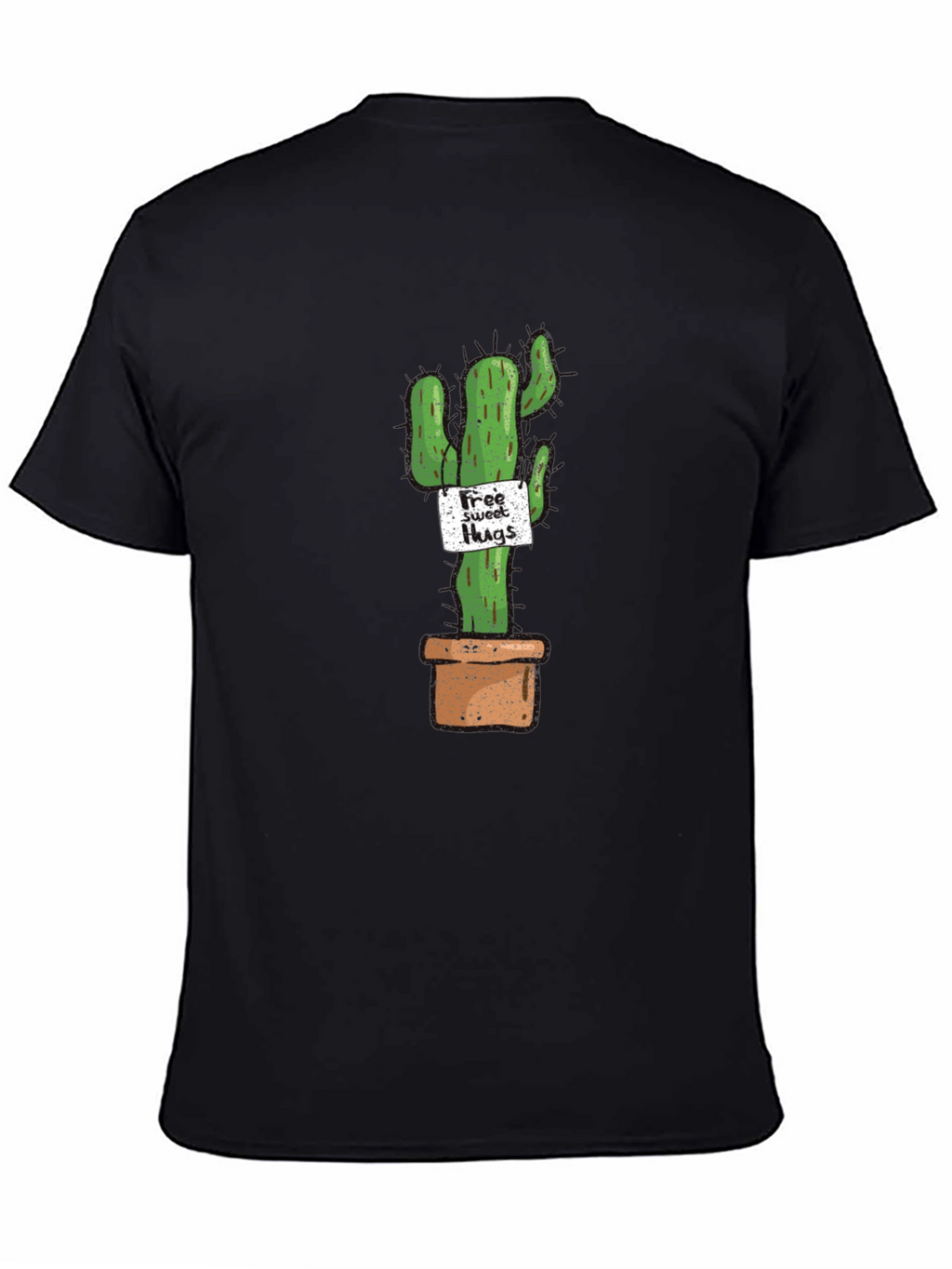 Cactus Free Sweet Hugs Graphic T-Shirt - Black