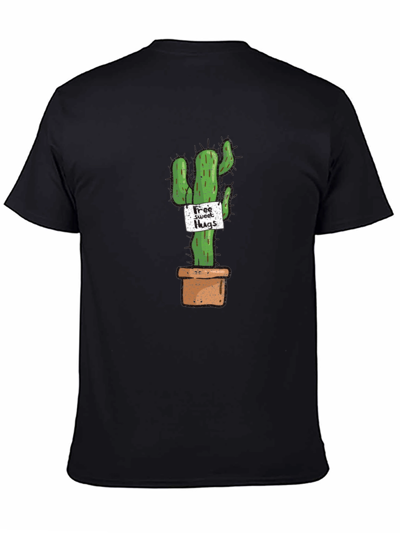 Cactus Free Sweet Hugs Graphic T-Shirt - Black