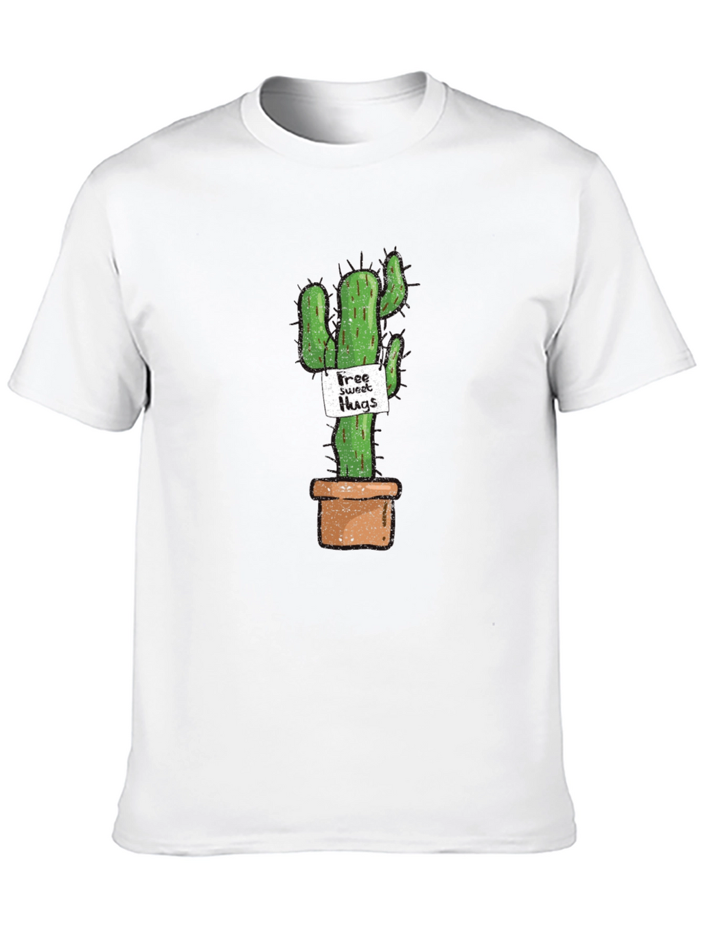 Cactus Free Sweet Hugs Graphic T-Shirt - Black