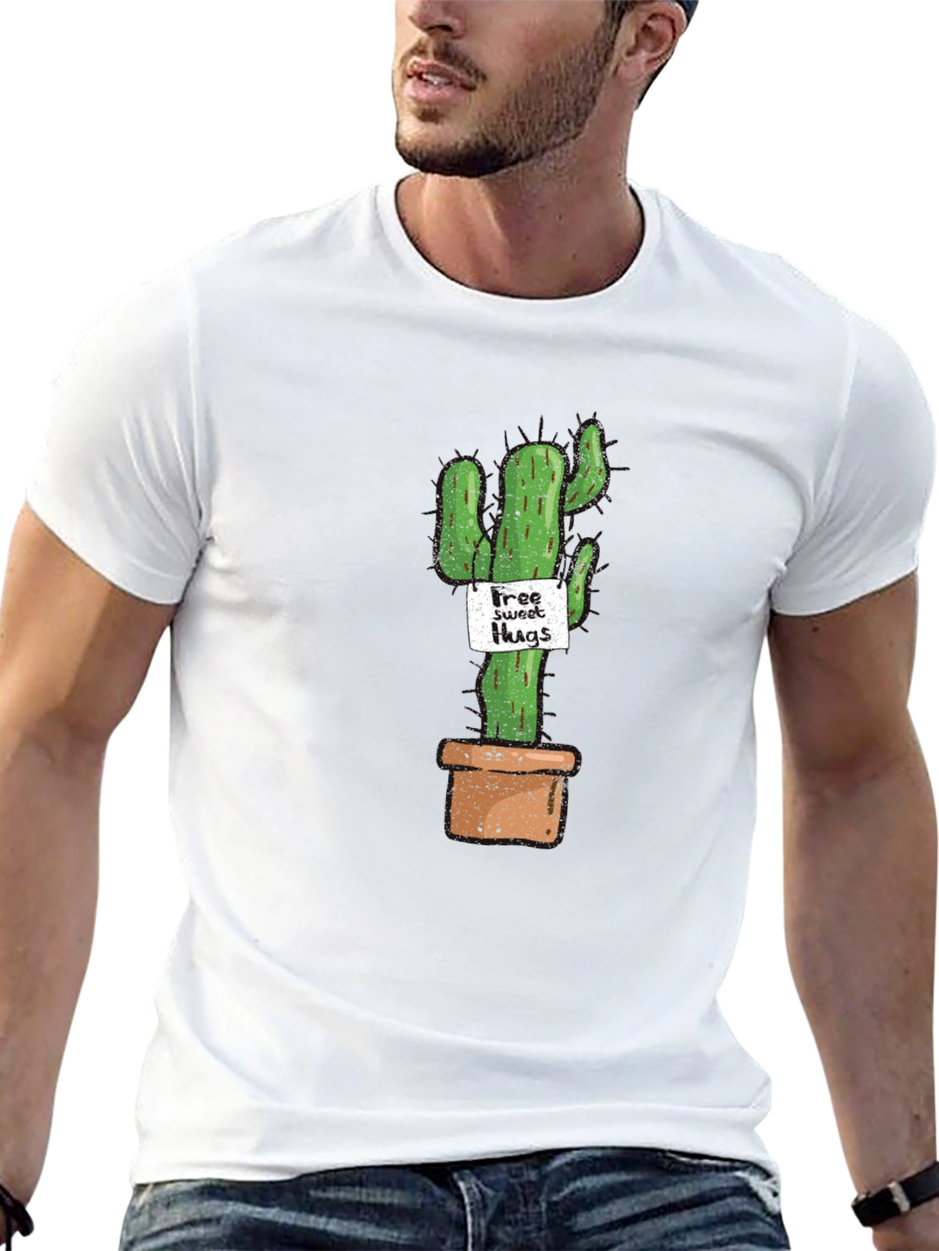 Cactus Free Sweet Hugs Graphic T-Shirt - Black