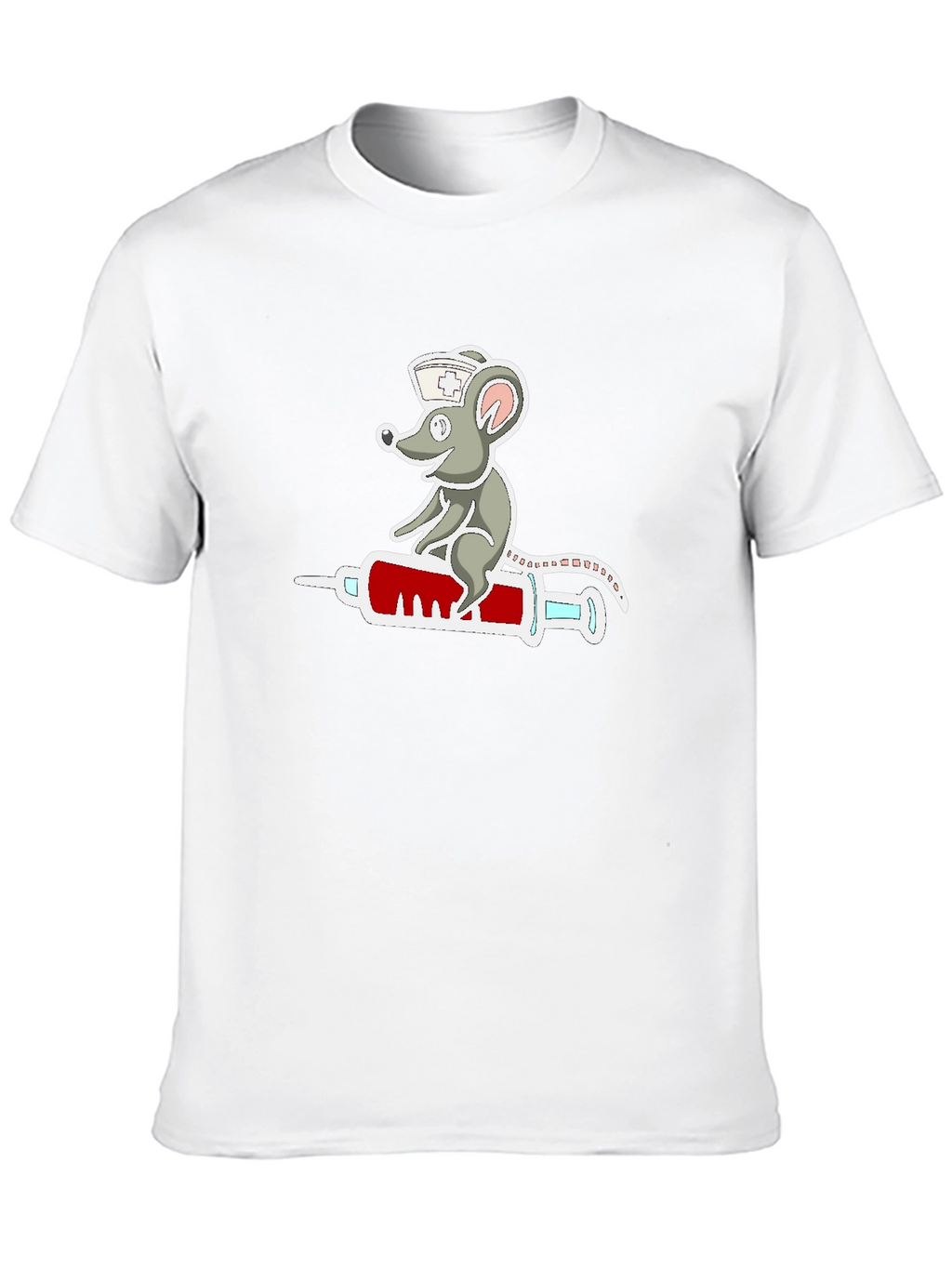 Nurse Mouse Syringe T-Shirt - Funny Cartoon Design
