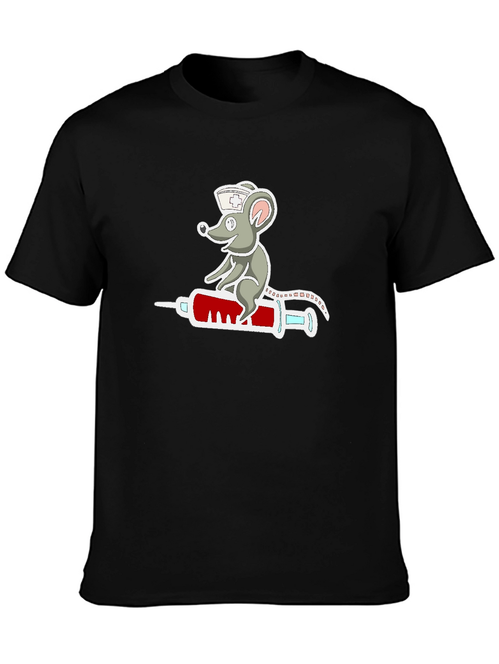 Nurse Mouse Syringe T-Shirt - Funny Cartoon Design