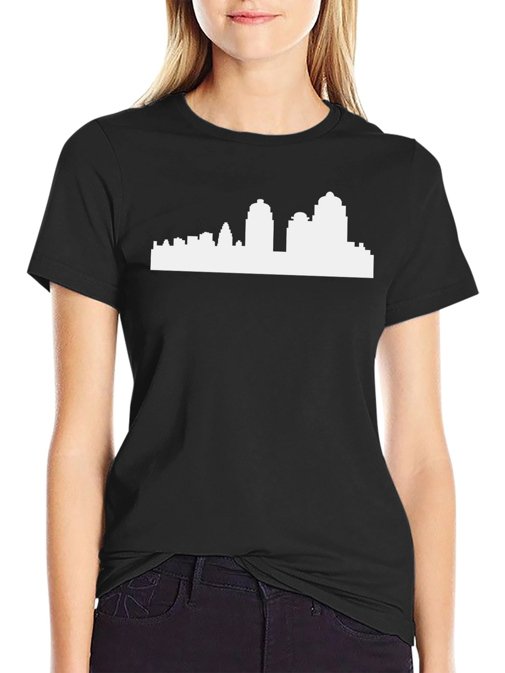 Cityscape Graphic Tee - Black Cotton T-Shirt