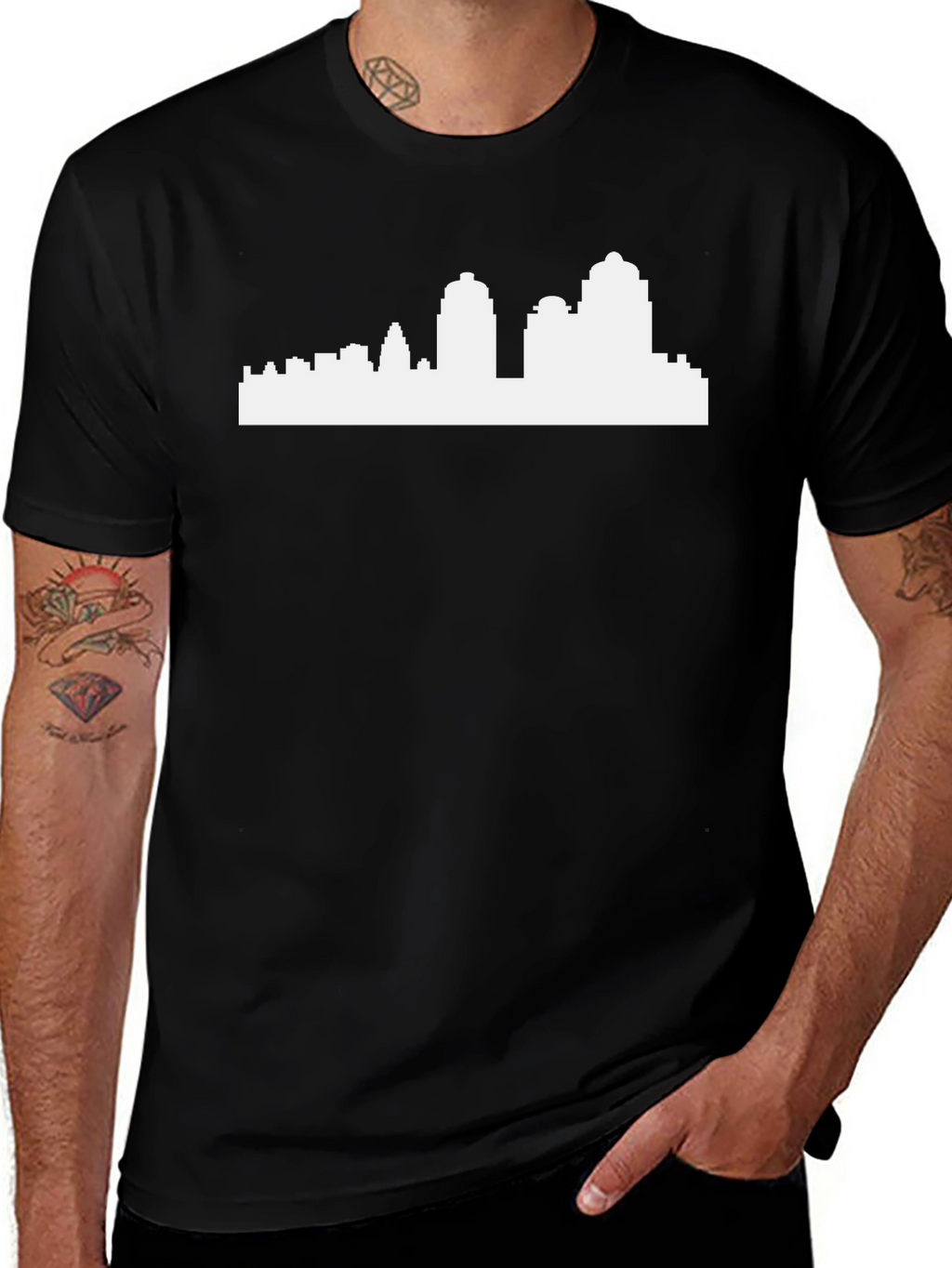 Cityscape Graphic Tee - Black Cotton T-Shirt