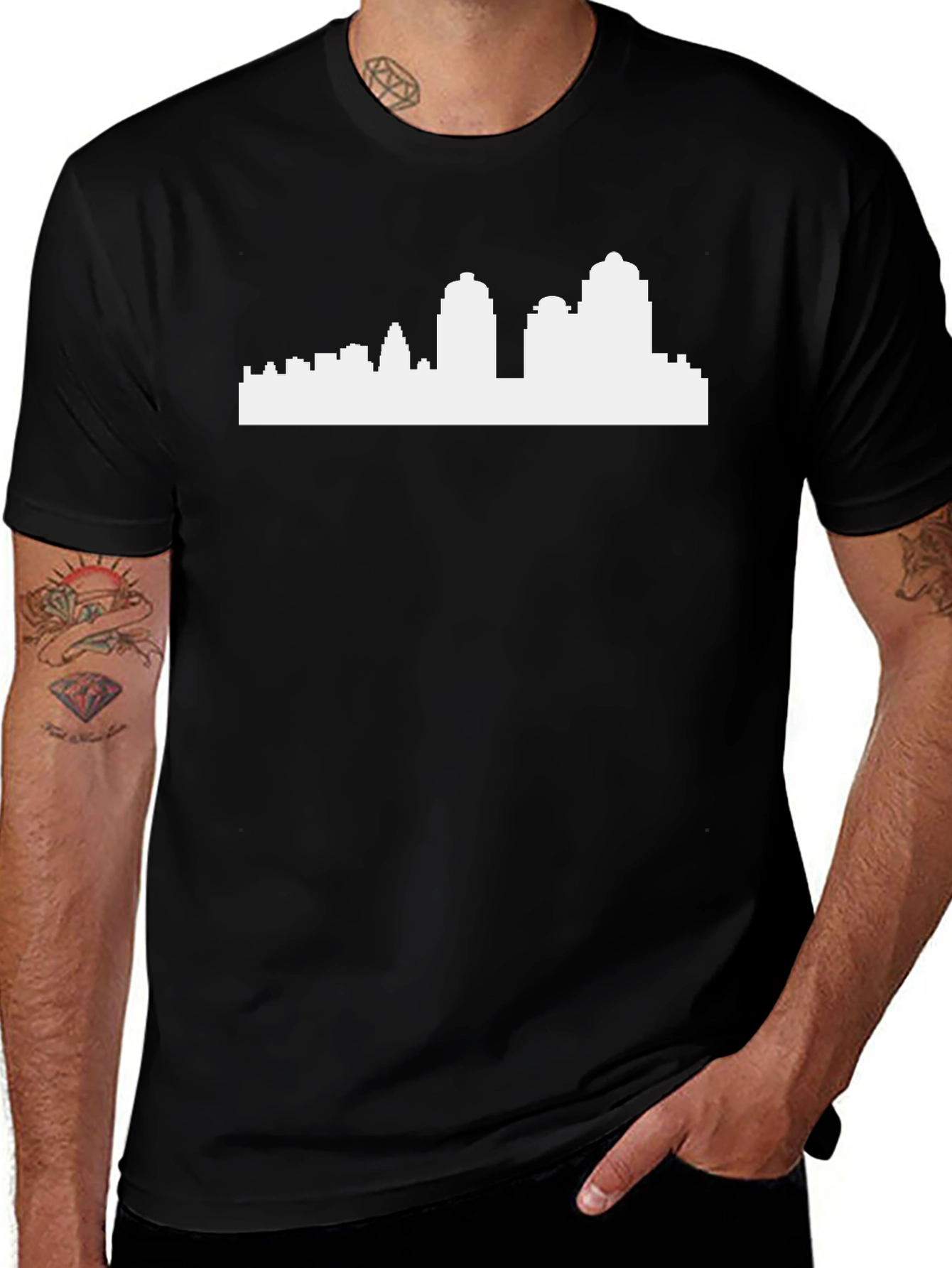 Cityscape Graphic Tee - Black Cotton T-Shirt