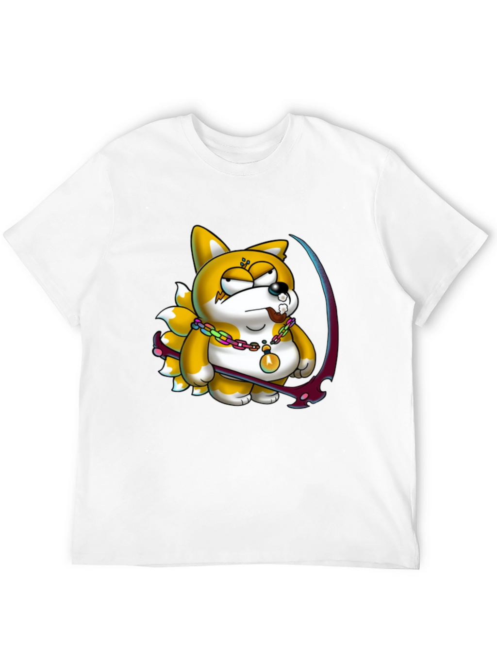 Cartoon Fox Graphic Black T-Shirt