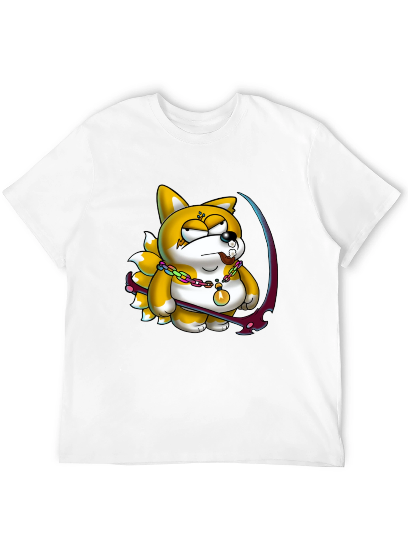 Cartoon Fox Graphic Black T-Shirt