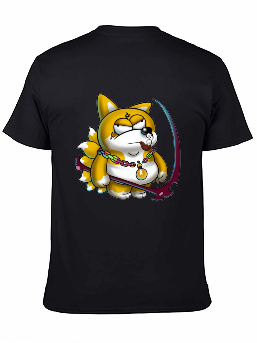 Cartoon Fox Graphic Black T-Shirt