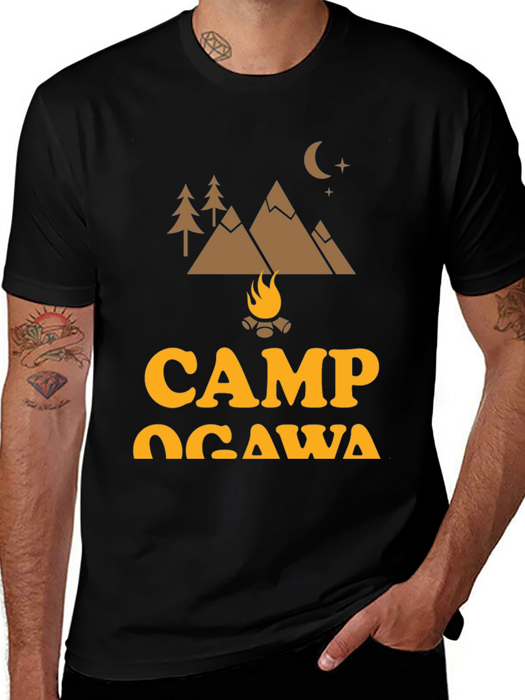 Camp Ogawa Black Graphic T-Shirt