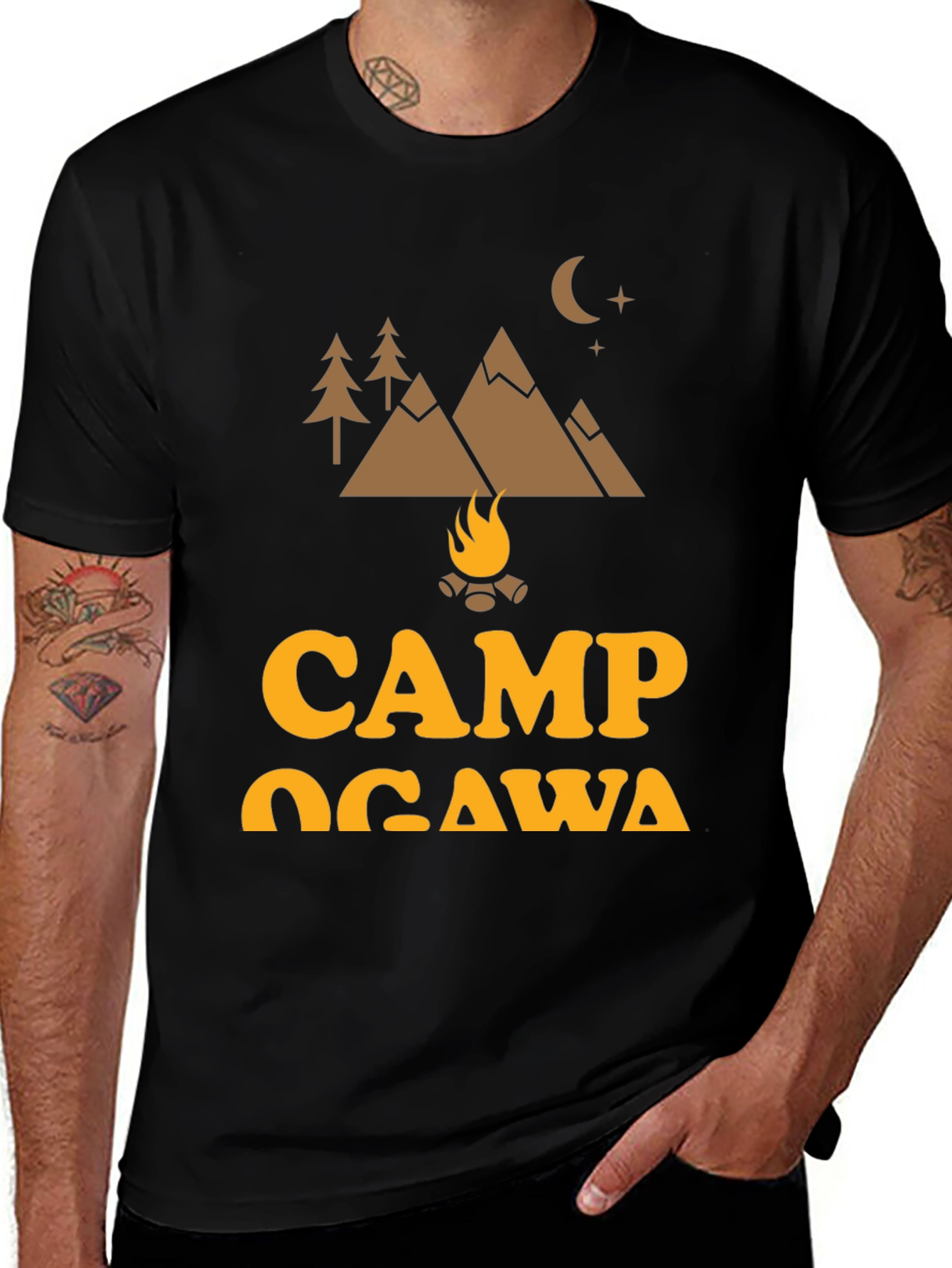 Camp Ogawa Black Graphic T-Shirt