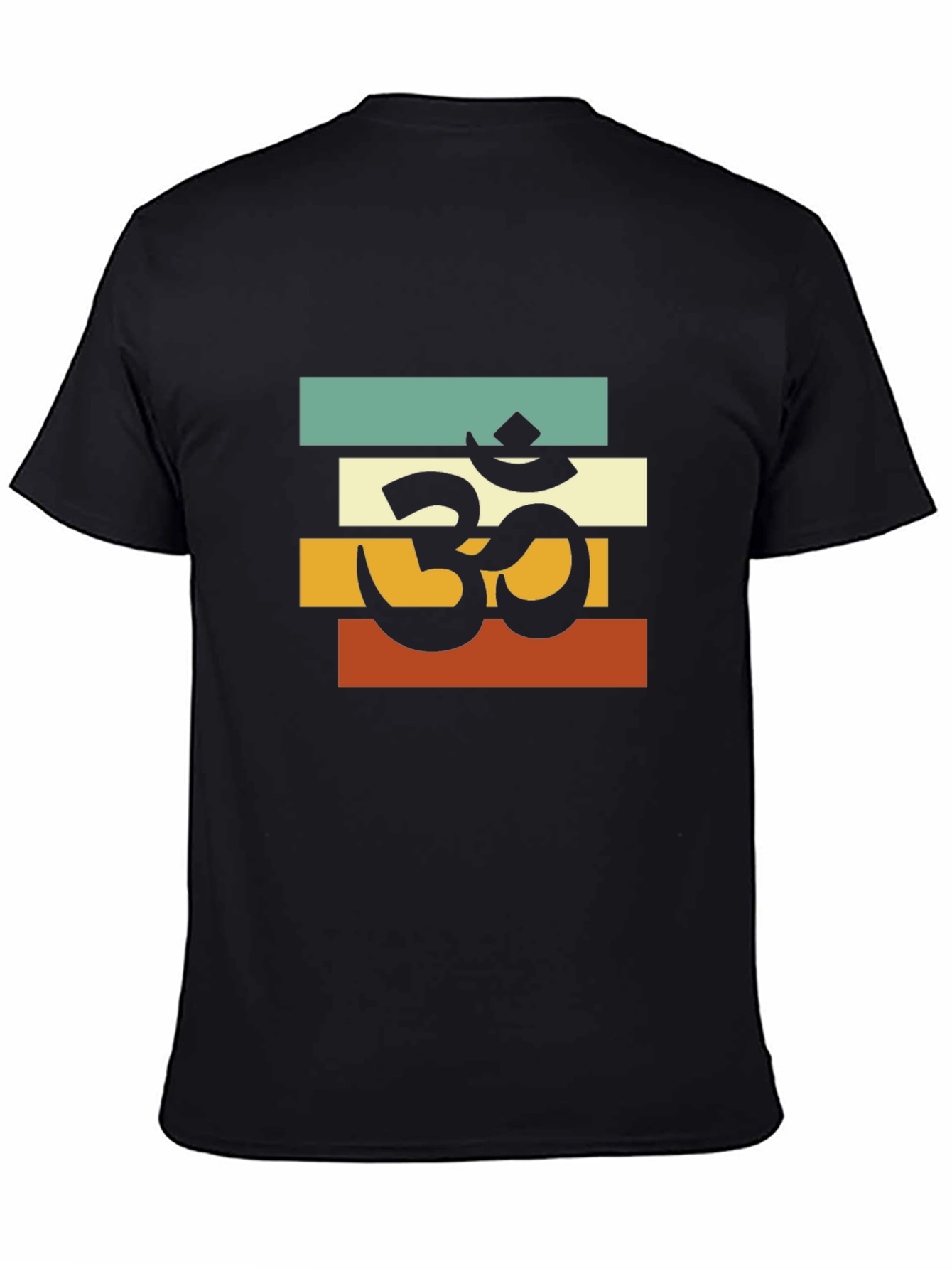 Om Retro Striped T-Shirt - Black
