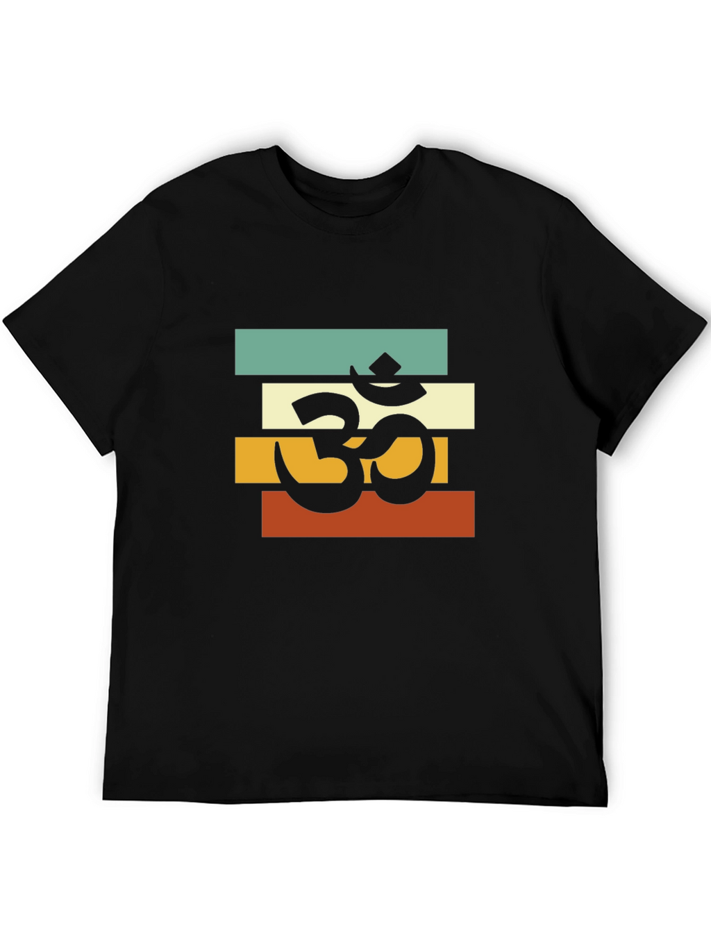 Om Retro Striped T-Shirt - Black
