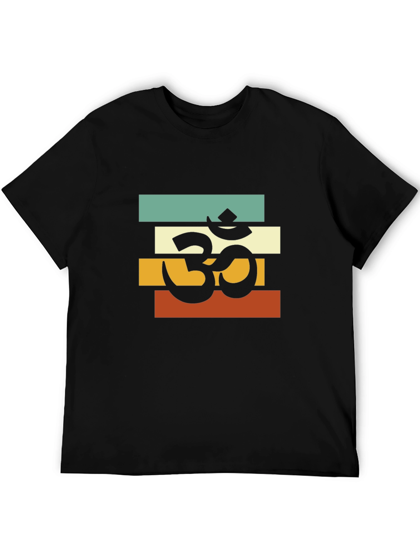 Om Retro Striped T-Shirt - Black