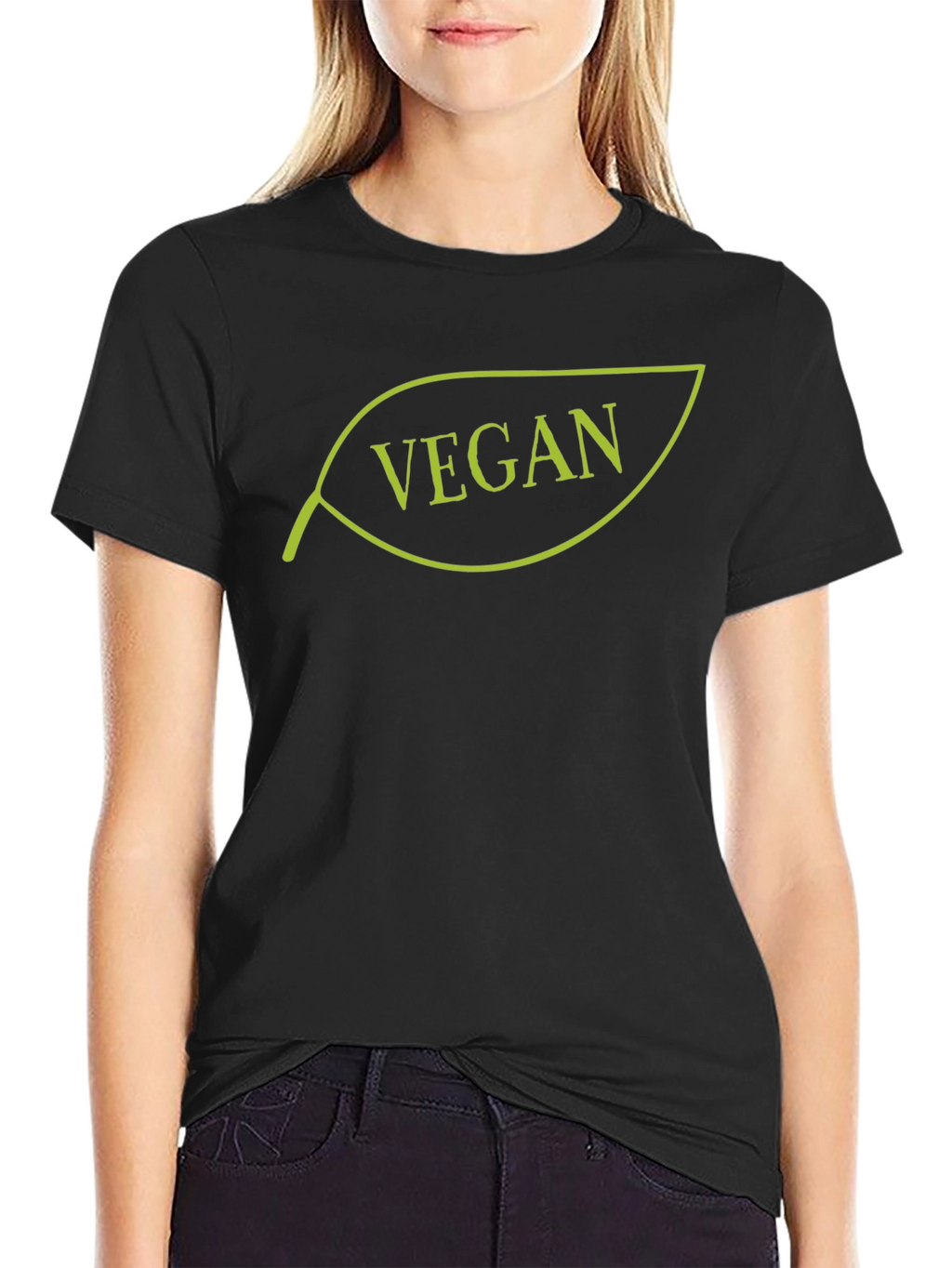 Vegan Leaf Graphic Tee - Black