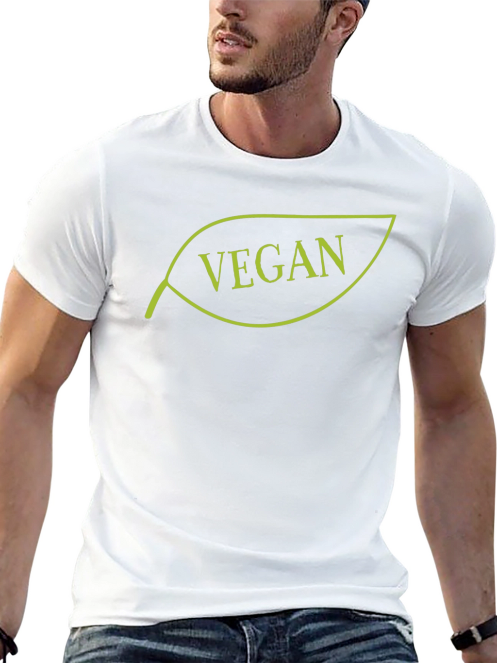 Vegan Leaf Graphic Tee - Black