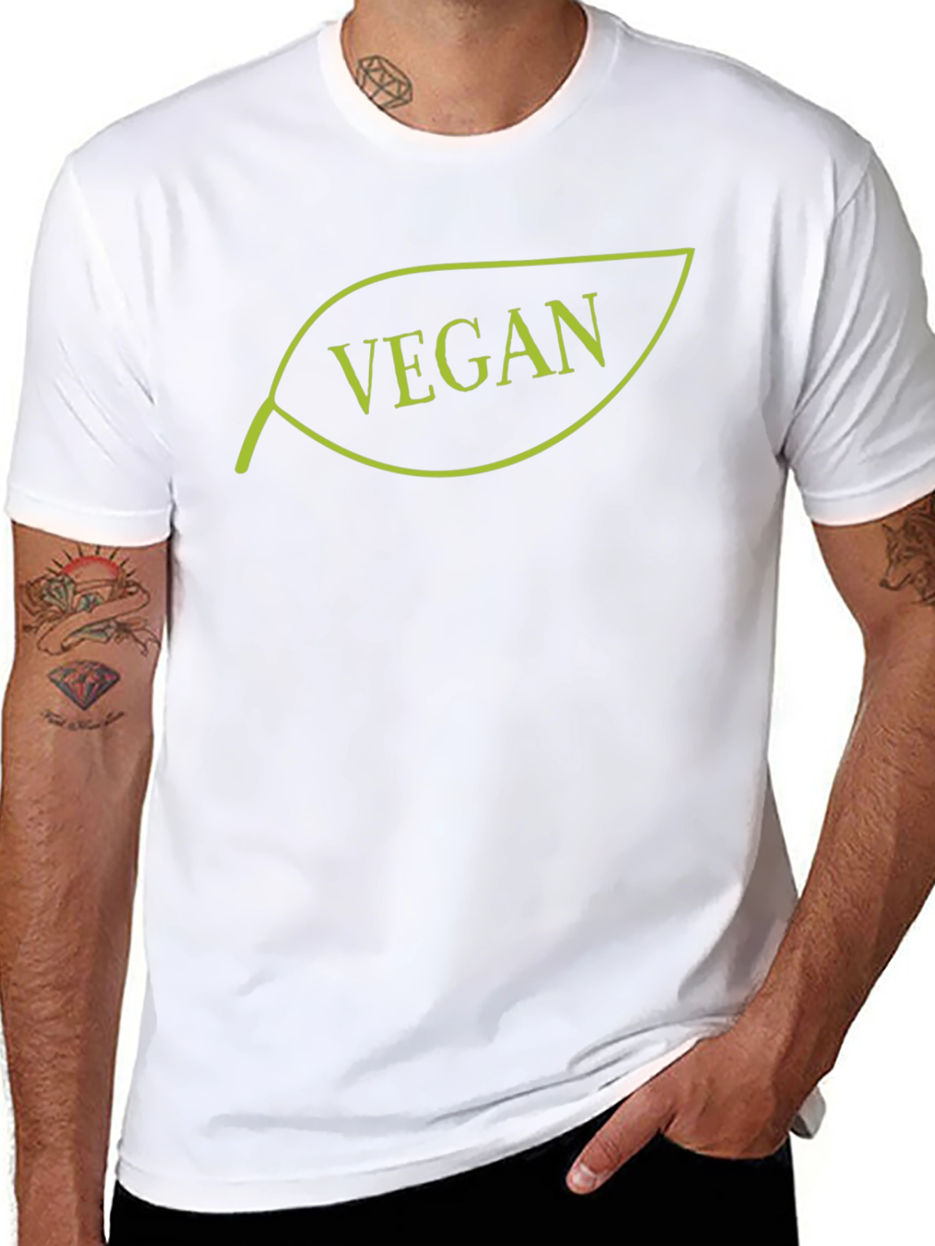 Vegan Leaf Graphic Tee - Black