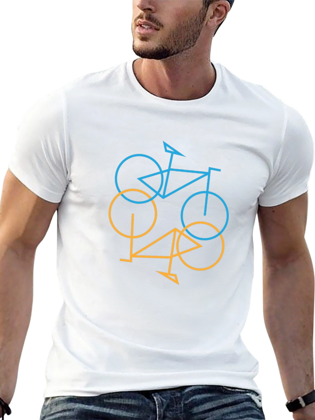 Abstract Bike Graphic Tee - Black Cotton Blend