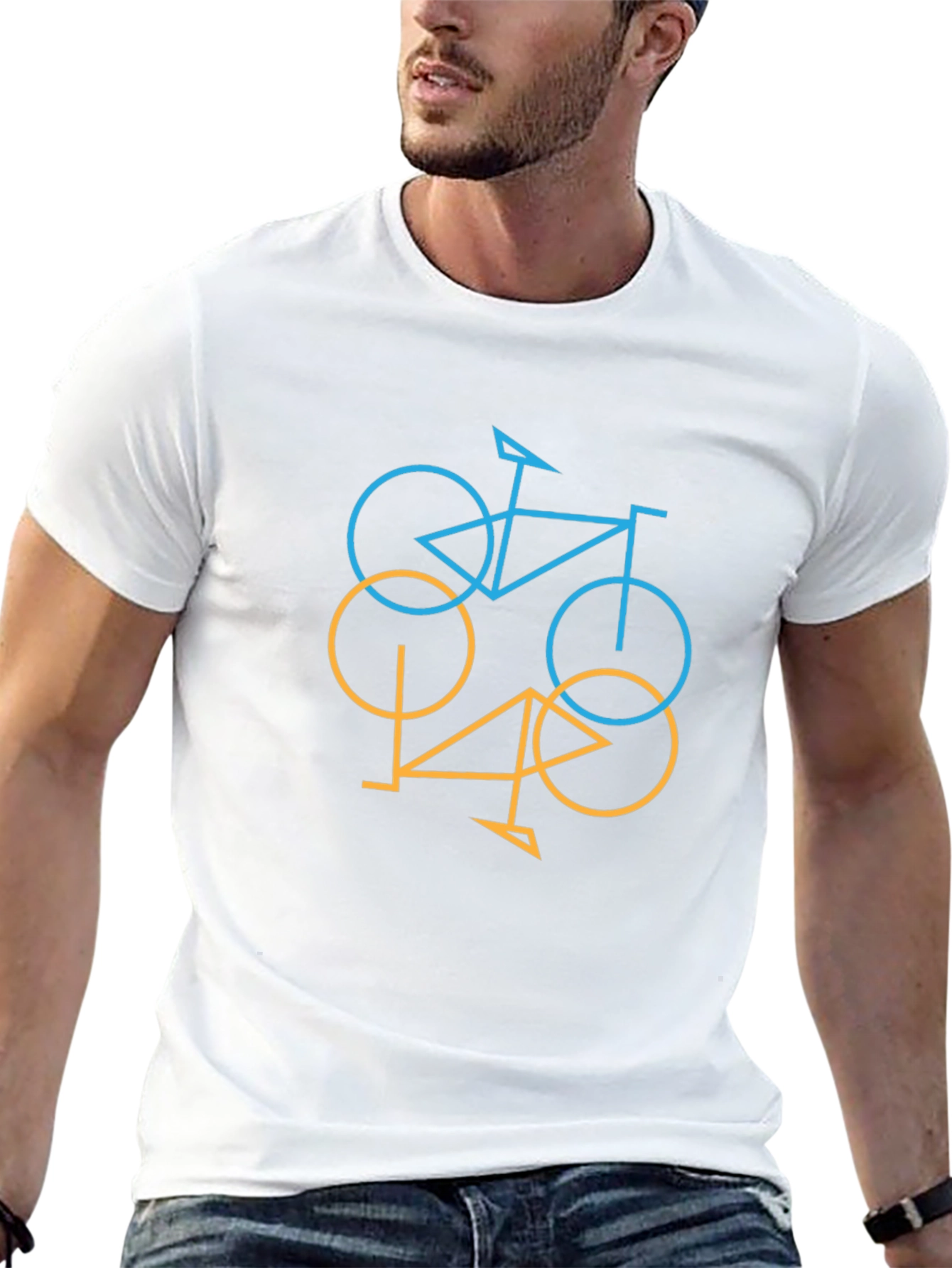 Abstract Bike Graphic Tee - Black Cotton Blend